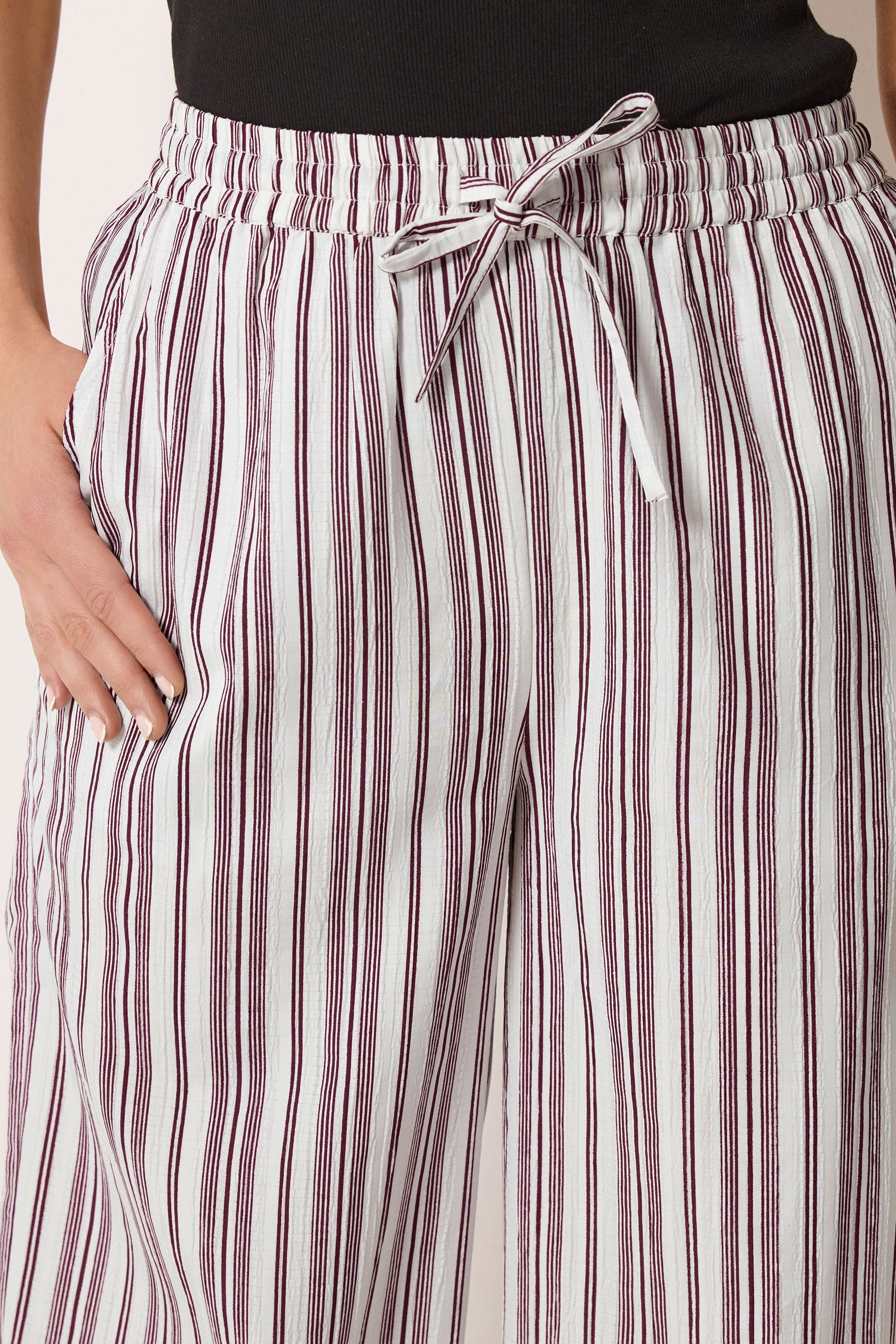 LTS Tall Women's Red & White Stripe Wide Leg Trousers | Long Tall Sally 5
