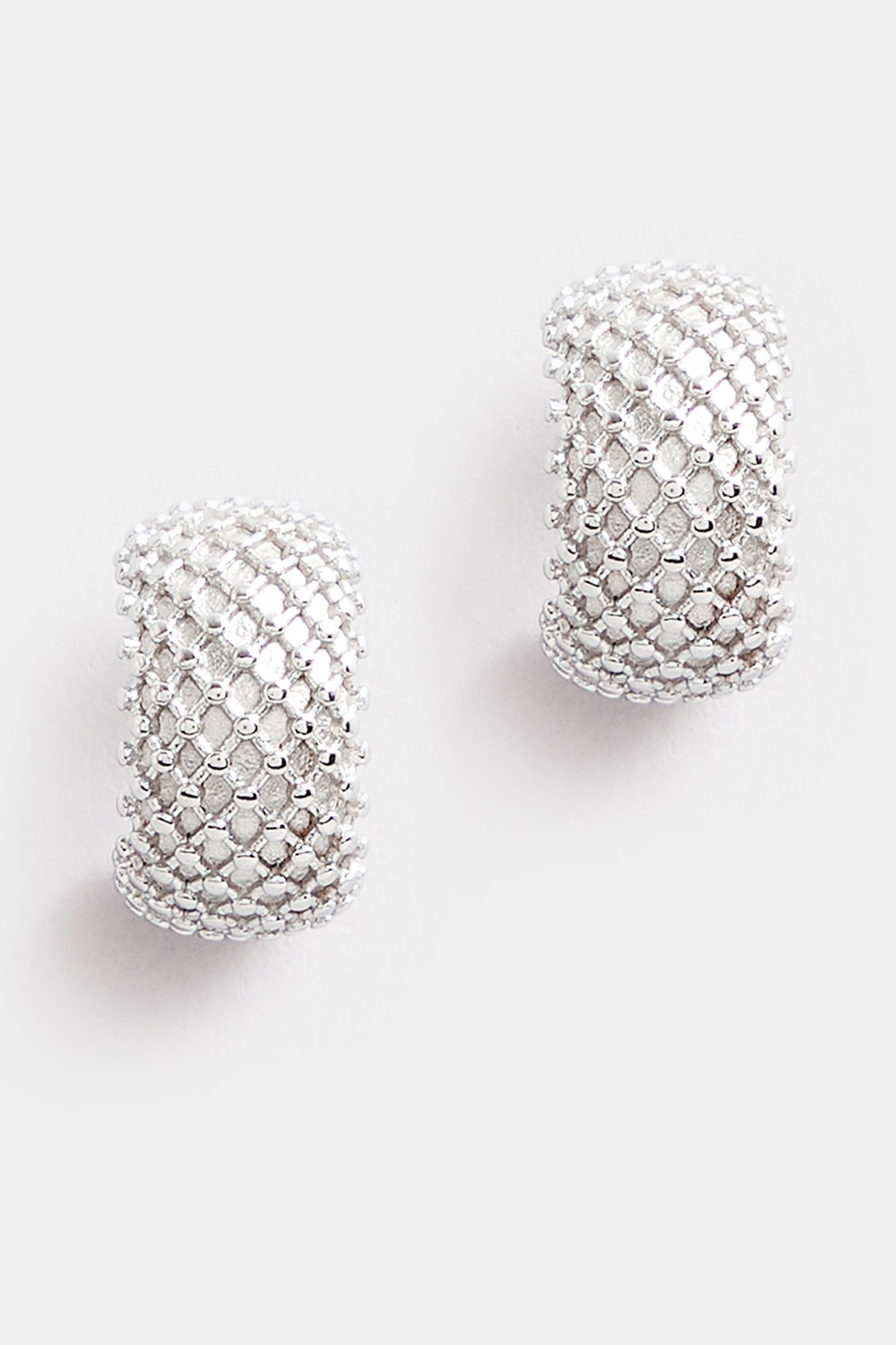 Silver Tone Stainless Steel Textured Hoop Earrings | Yours Clothing 2