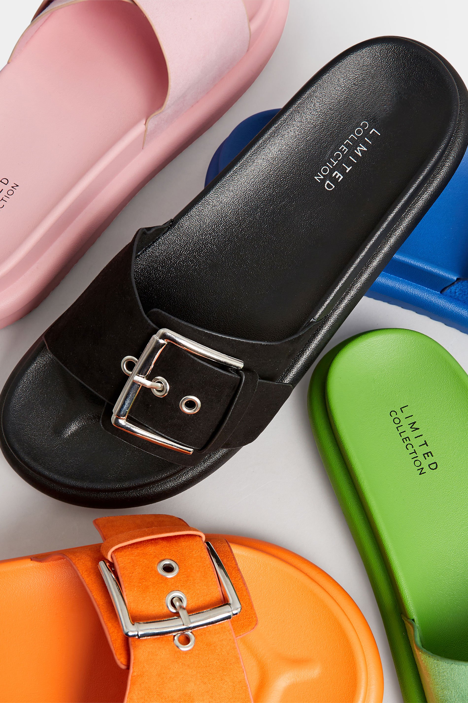 Pink Buckle Strap Mule Sandals In Wide E Fit & Extra Wide EEE Fit | Yours Clothing 8