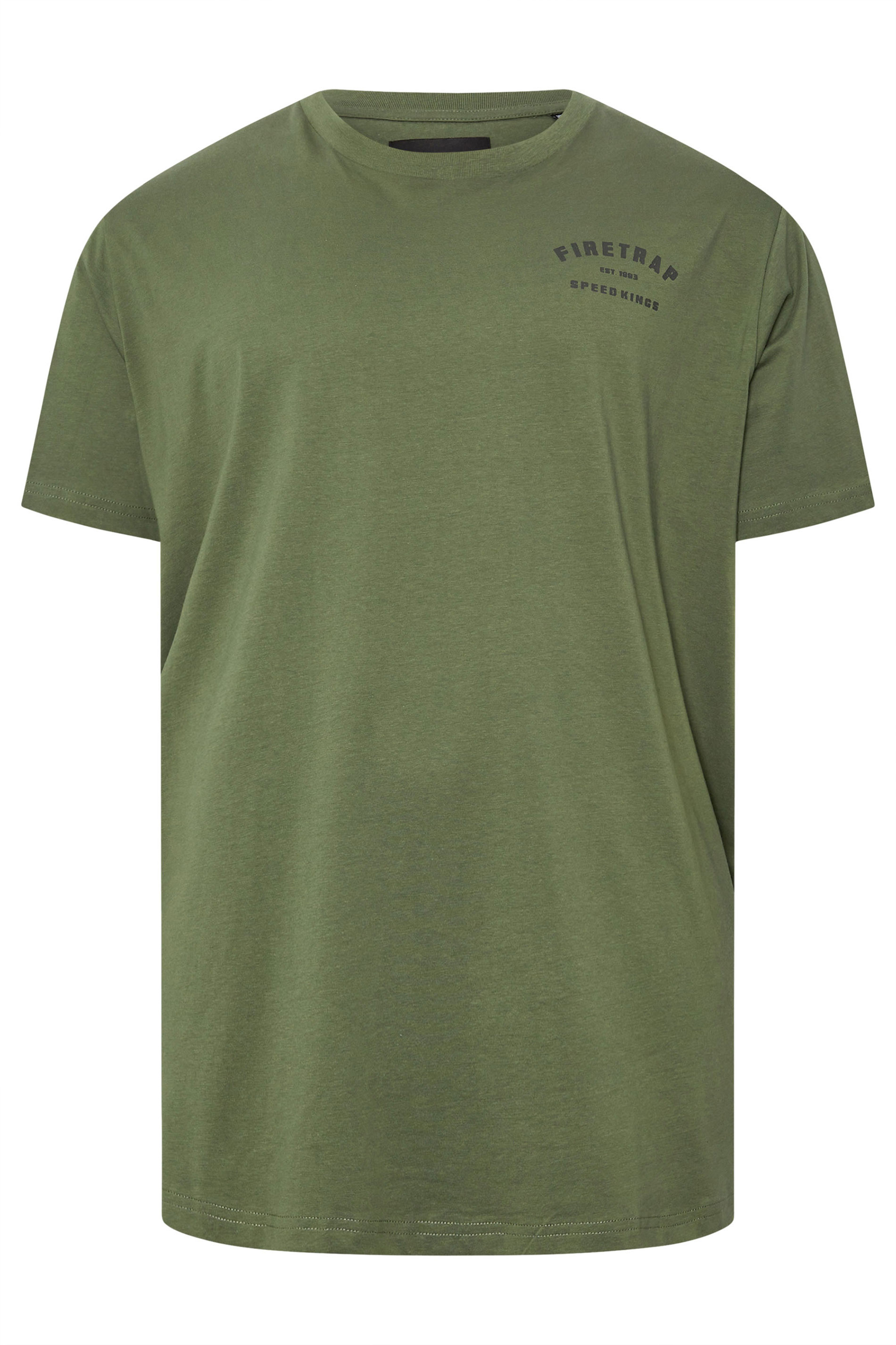 FIRETRAP Big & Tall Khaki Green 'Born To Ride' Print T-Shirt | BadRhino 4