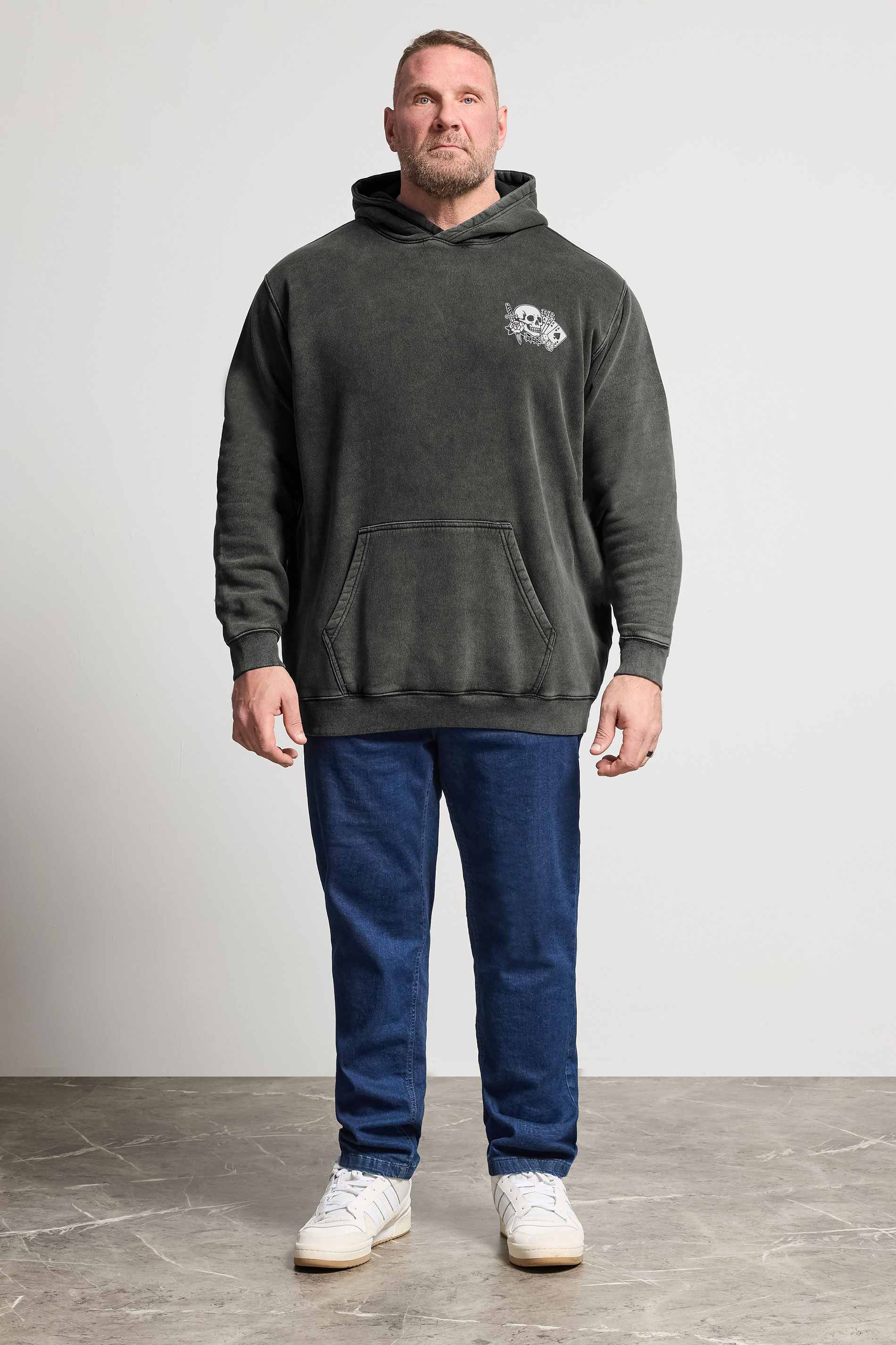 BadRhino Big & Tall Black Sun Bleached Tattoo Graphic Hoodie | BadRhino 2