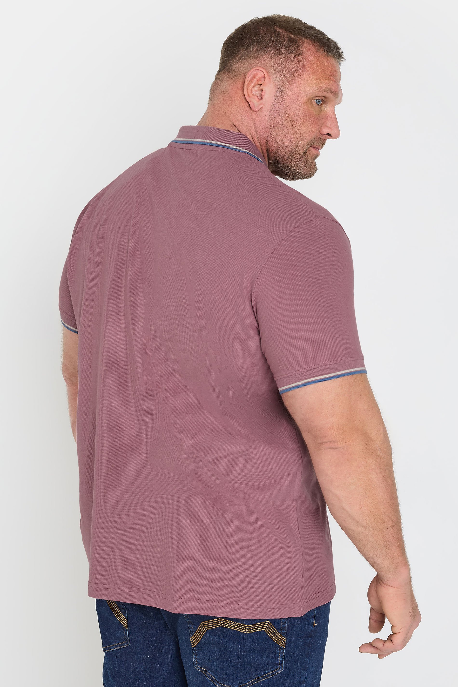 BadRhino Big & Tall Purple Tipped Polo Shirt | BadRhino 3