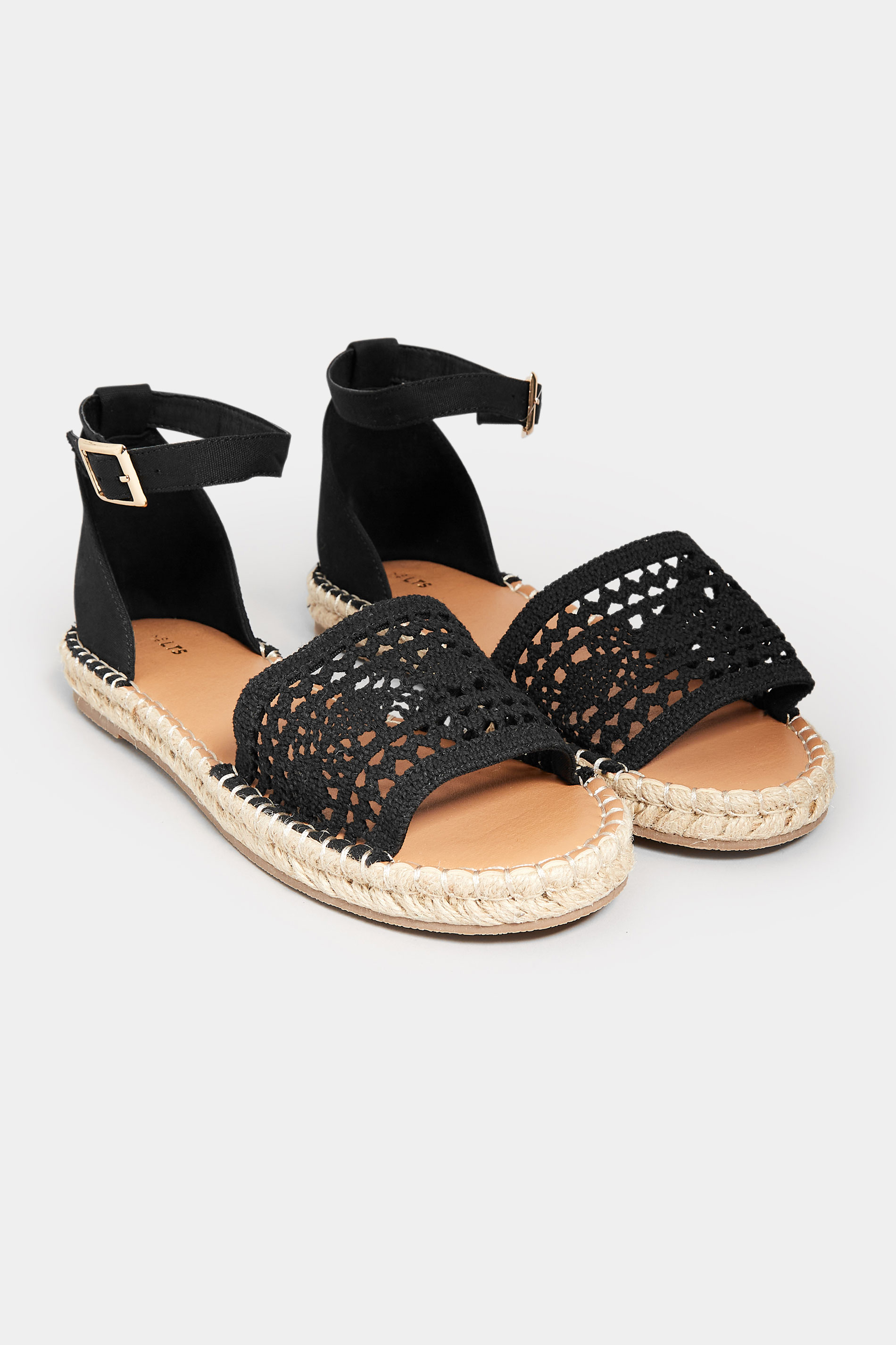 LTS Black Espadrille Sandals In Standard Fit | Long Tall Sally  2
