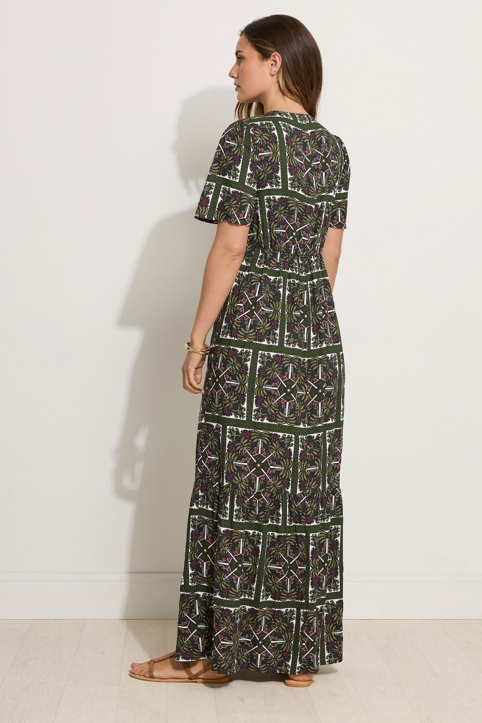 LTS Tall Green Tile Print V-Neckline Maxi Dress | Long Tall Sally 4