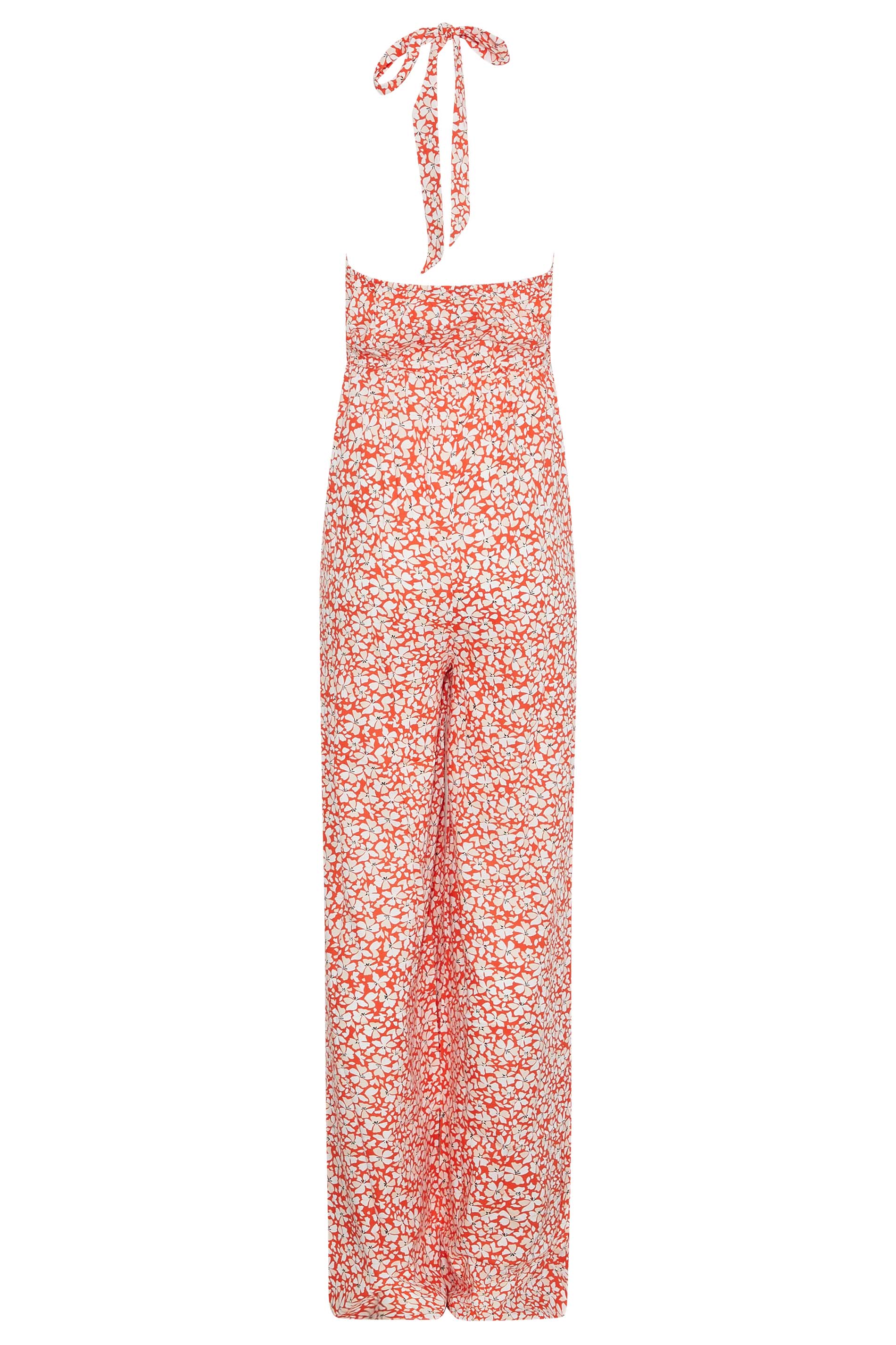 LTS Tall Women's Orange Floral Print Halter Neck Jumpsuit | Long Tall Sally 7