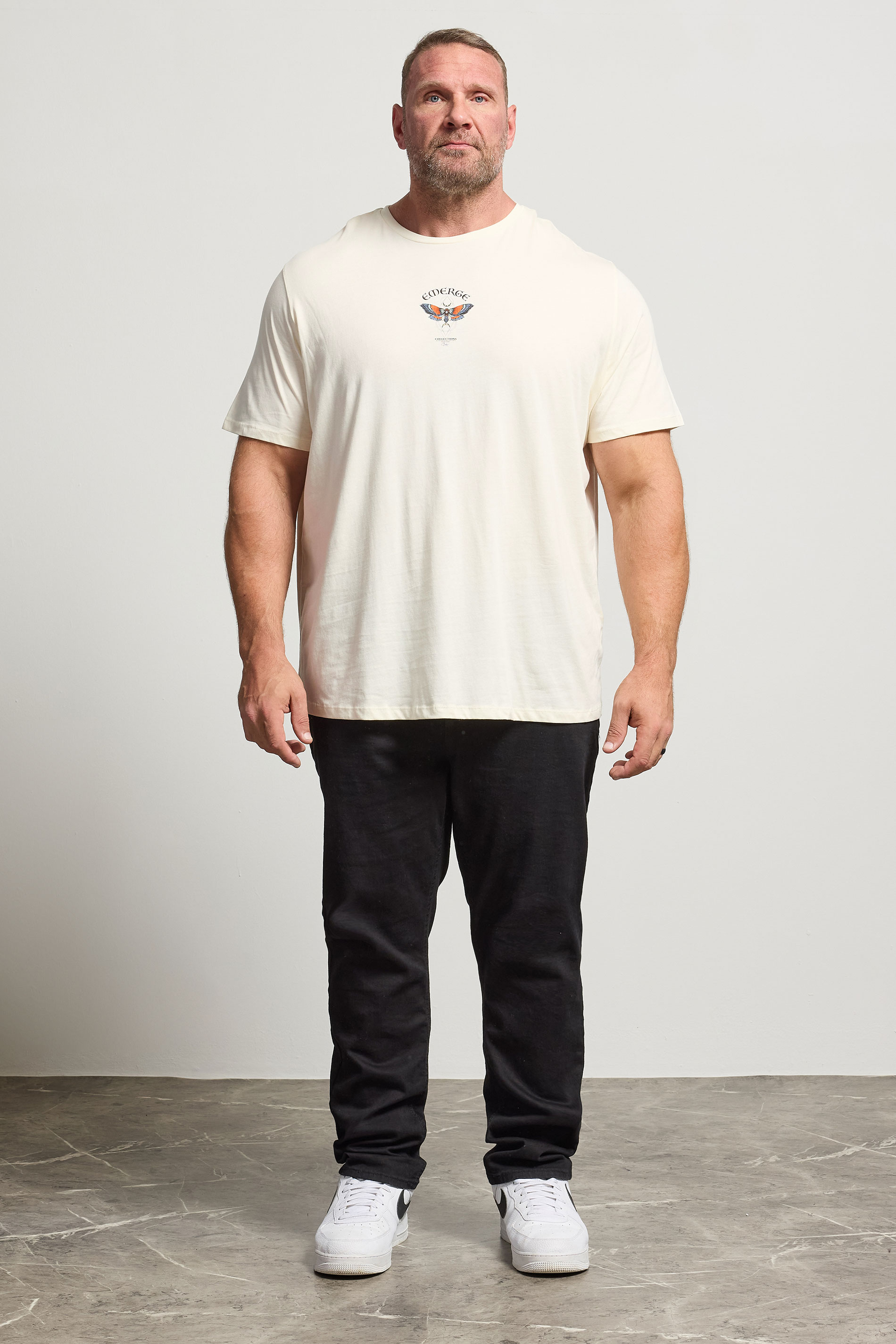 JACK & JONES Big & Tall Antique White Graphic T-Shirt | BadRhino 2