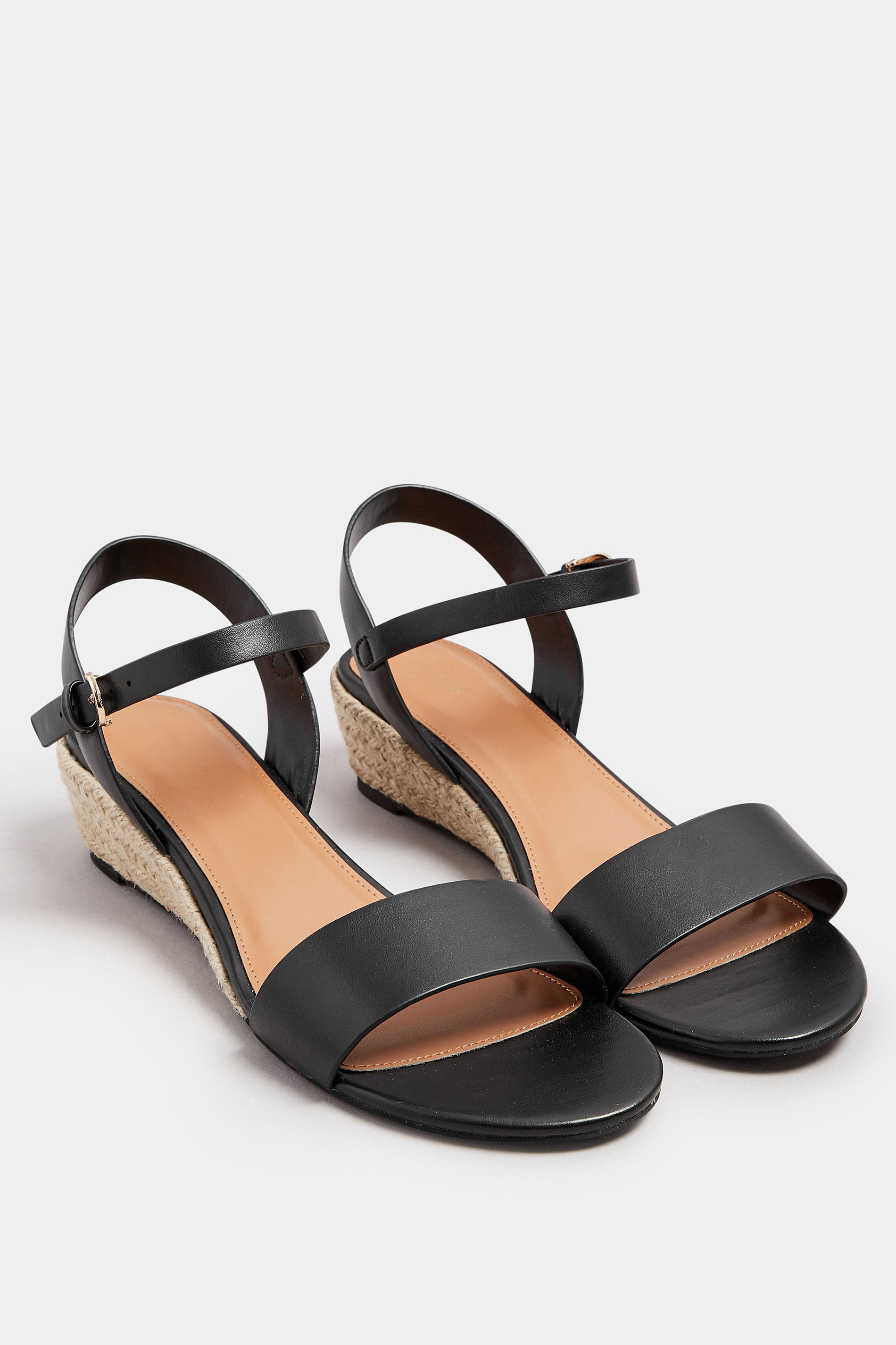 LTS Black Rope Wedge Sandals In Standard Fit | Long Tall Sally 2