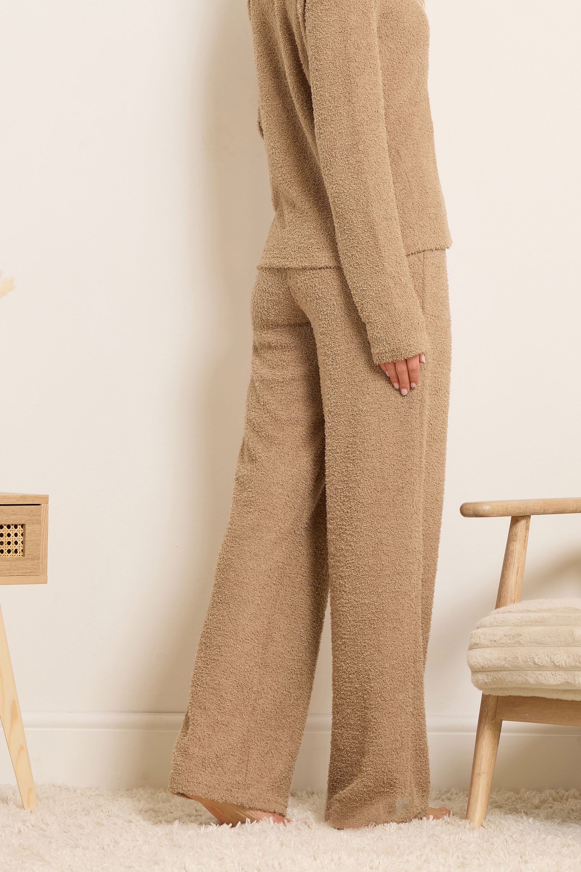 LTS Tall Women's Camel Brown Chenille Wide Leg Trousers | Long Tall Sally 3