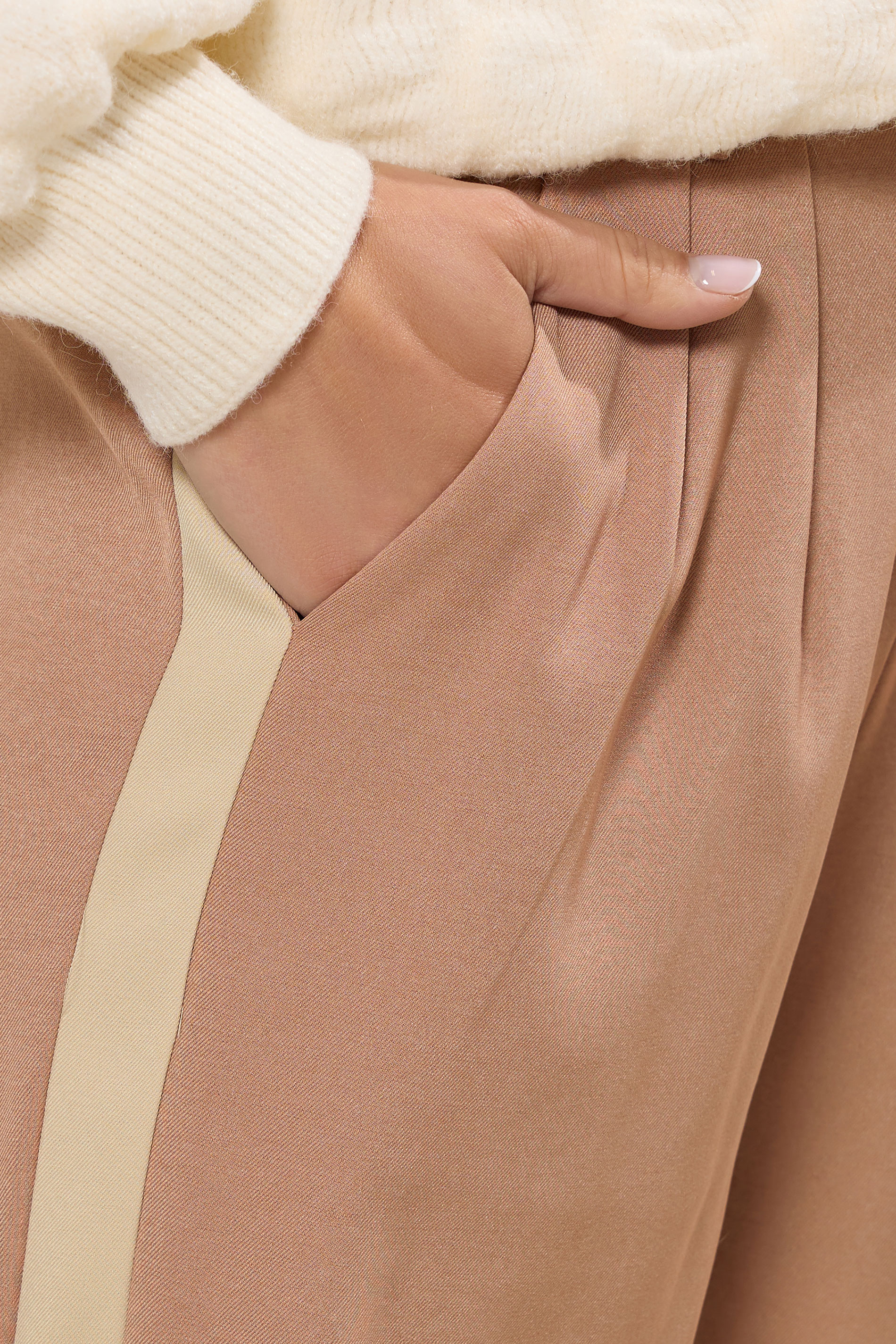 LTS Tall Coral Pink Contrast Stripe Wide Leg Trousers | Long Tall Sally 4