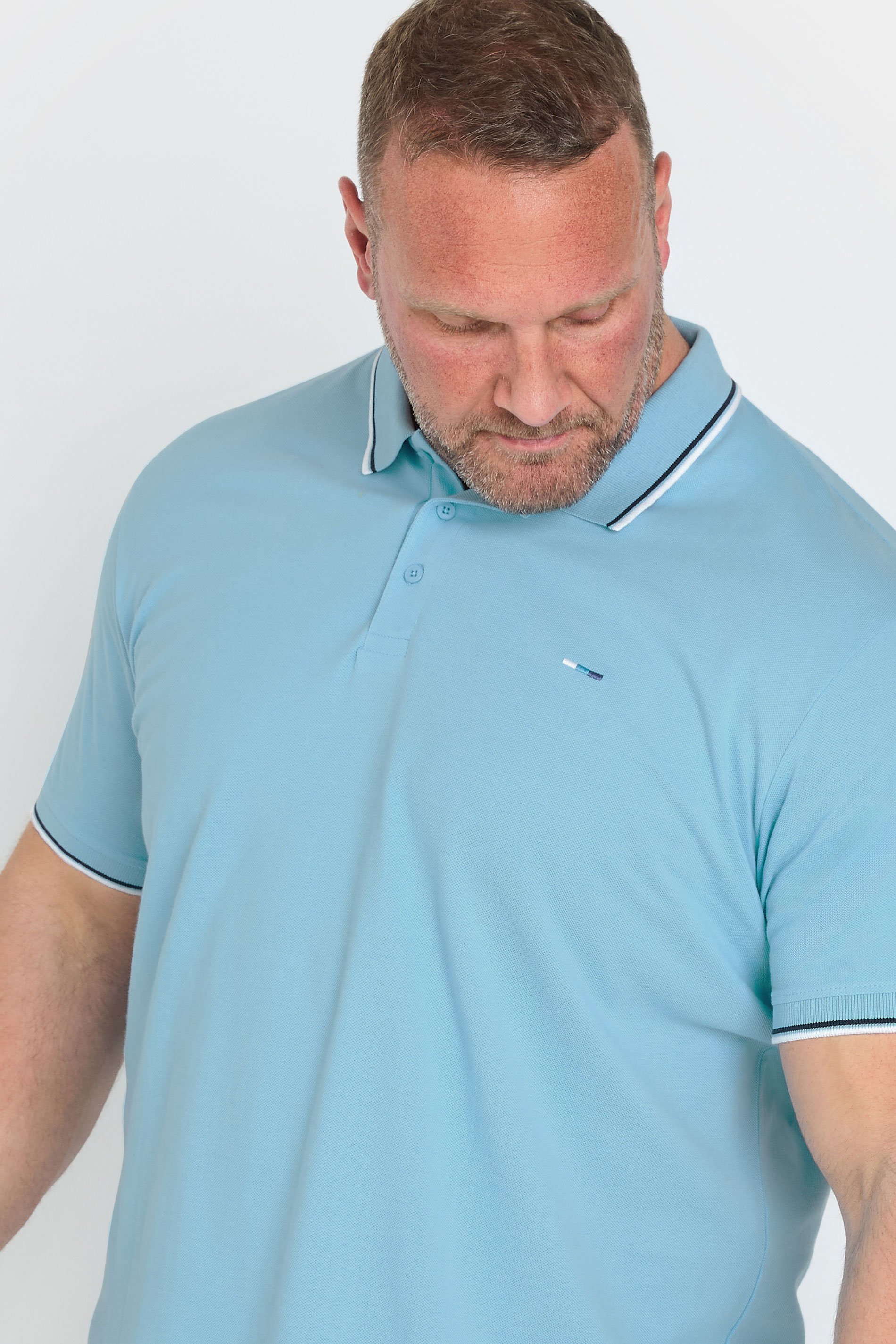 BadRhino Big & Tall 3 Pack Blue & Yellow Tipped Polo Shirts | BadRhino 5