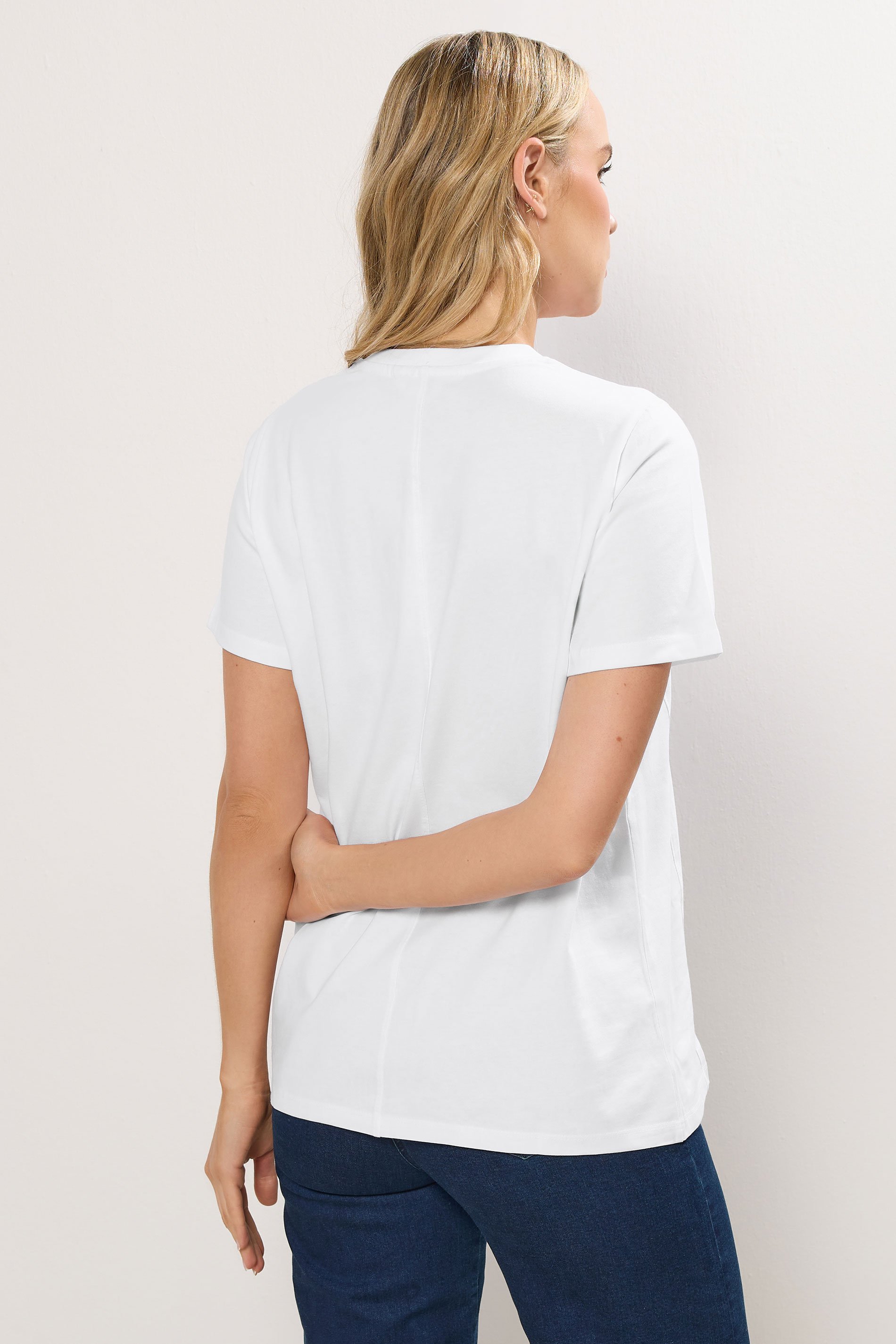 LTS Tall White Stitch Seam Panel T-Shirt | Long Tall Sally 3