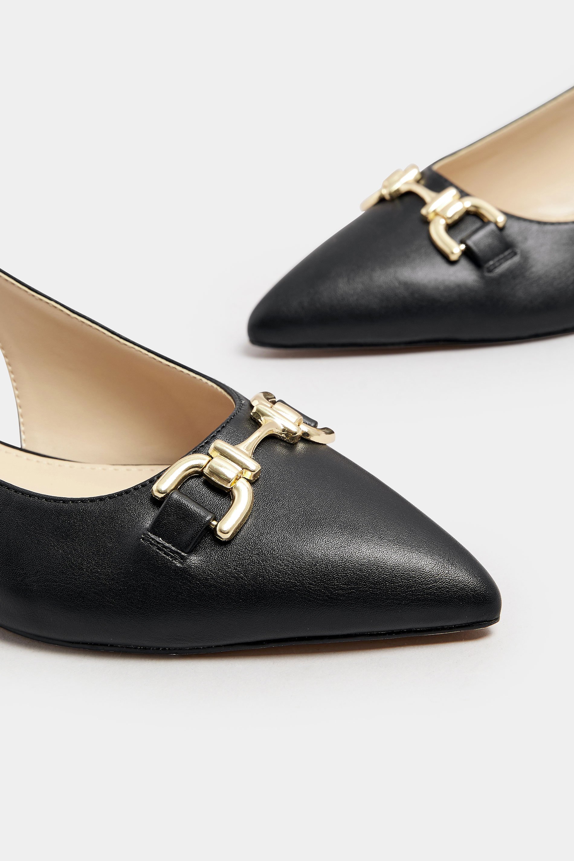 LTS Black Metal Buckle Slingback Flats In Standard Fit | Long Tall Sally 5