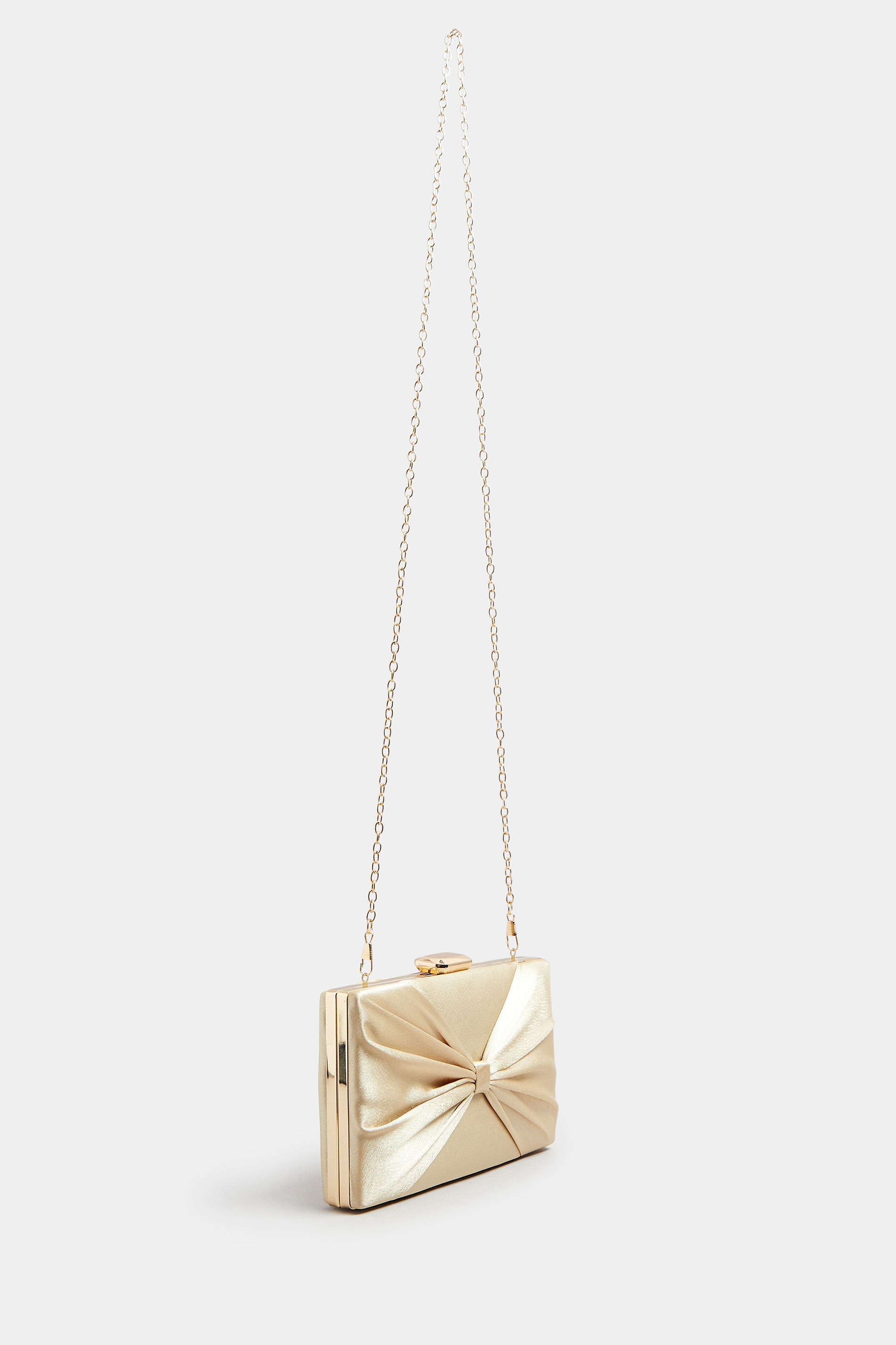 Gold Satin Bow Detail Clutch Bag | Yours Clothing 4