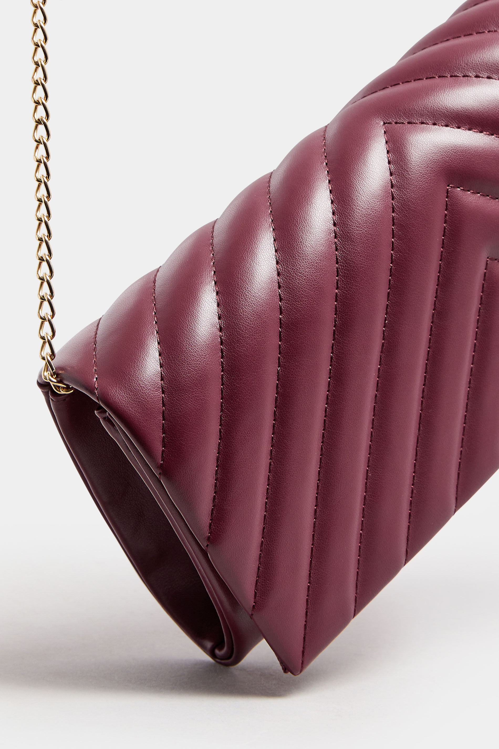 Burgundy Red Faux Leather Chevron Clutch Bag | Yours Clothing 5
