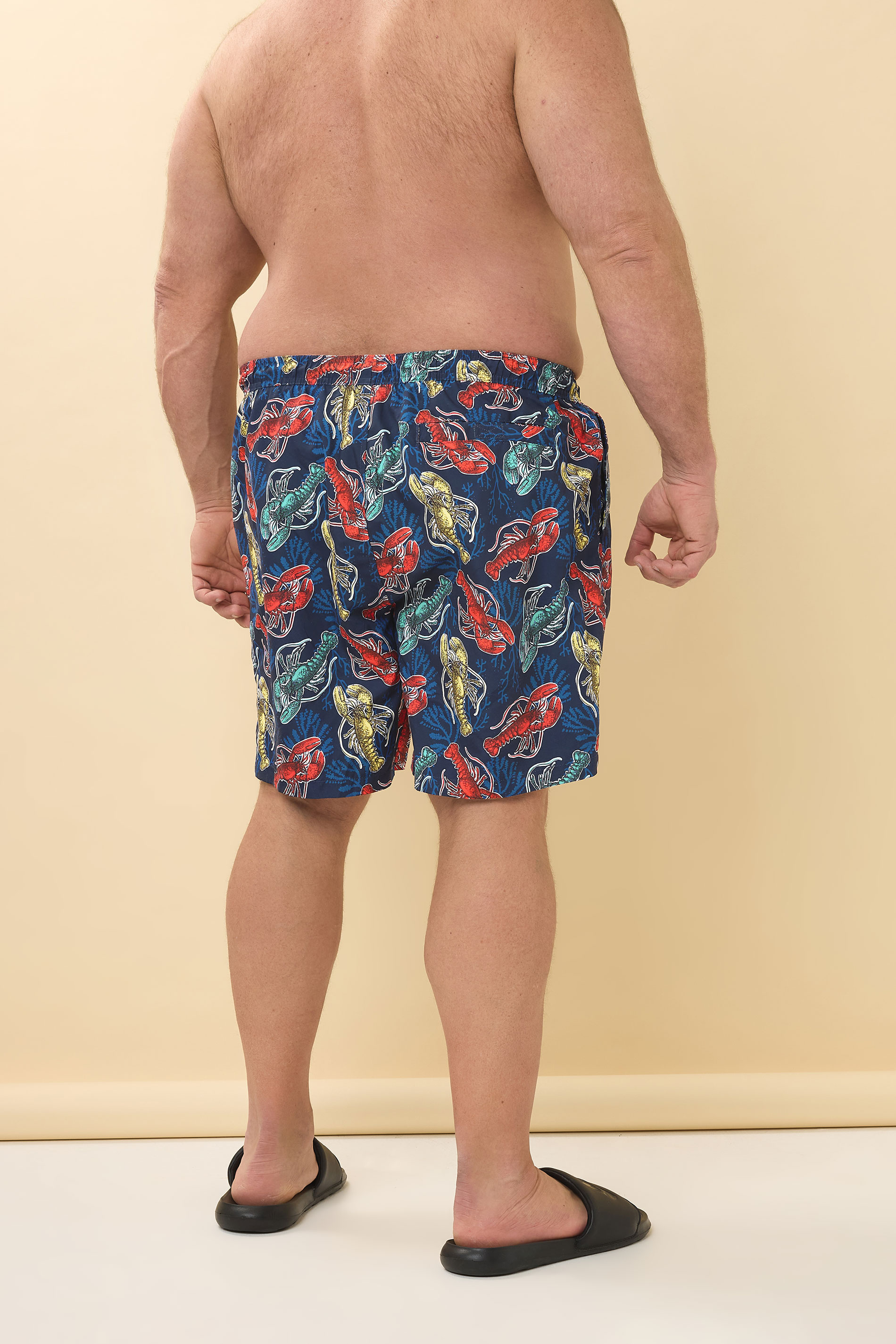 BadRhino Big & Tall Navy Blue Lobster Print Swim Shorts | BadRhino 4