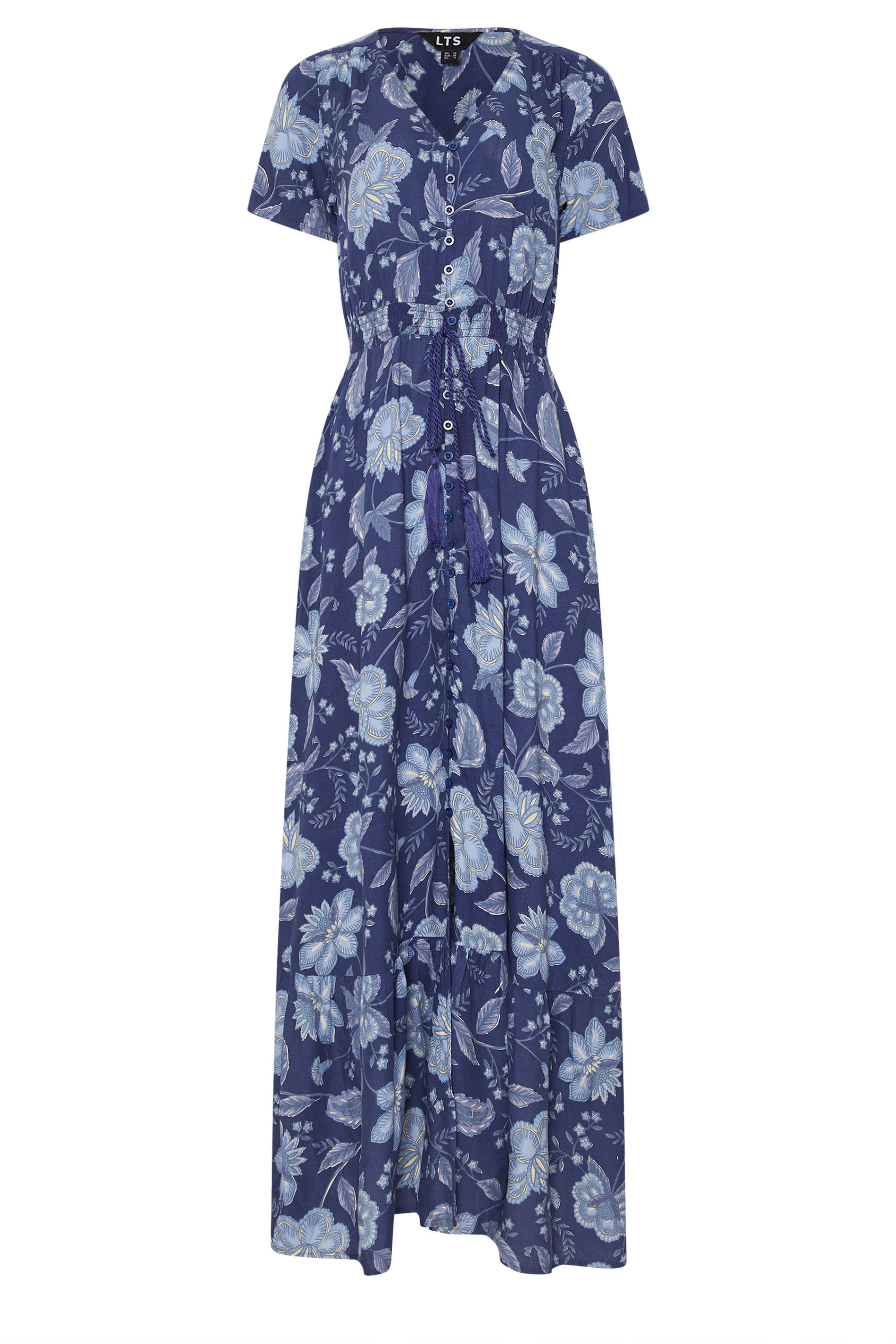 LTS Tall Navy Blue Floral Print Button Maxi Dress | Long Tall Sally 7