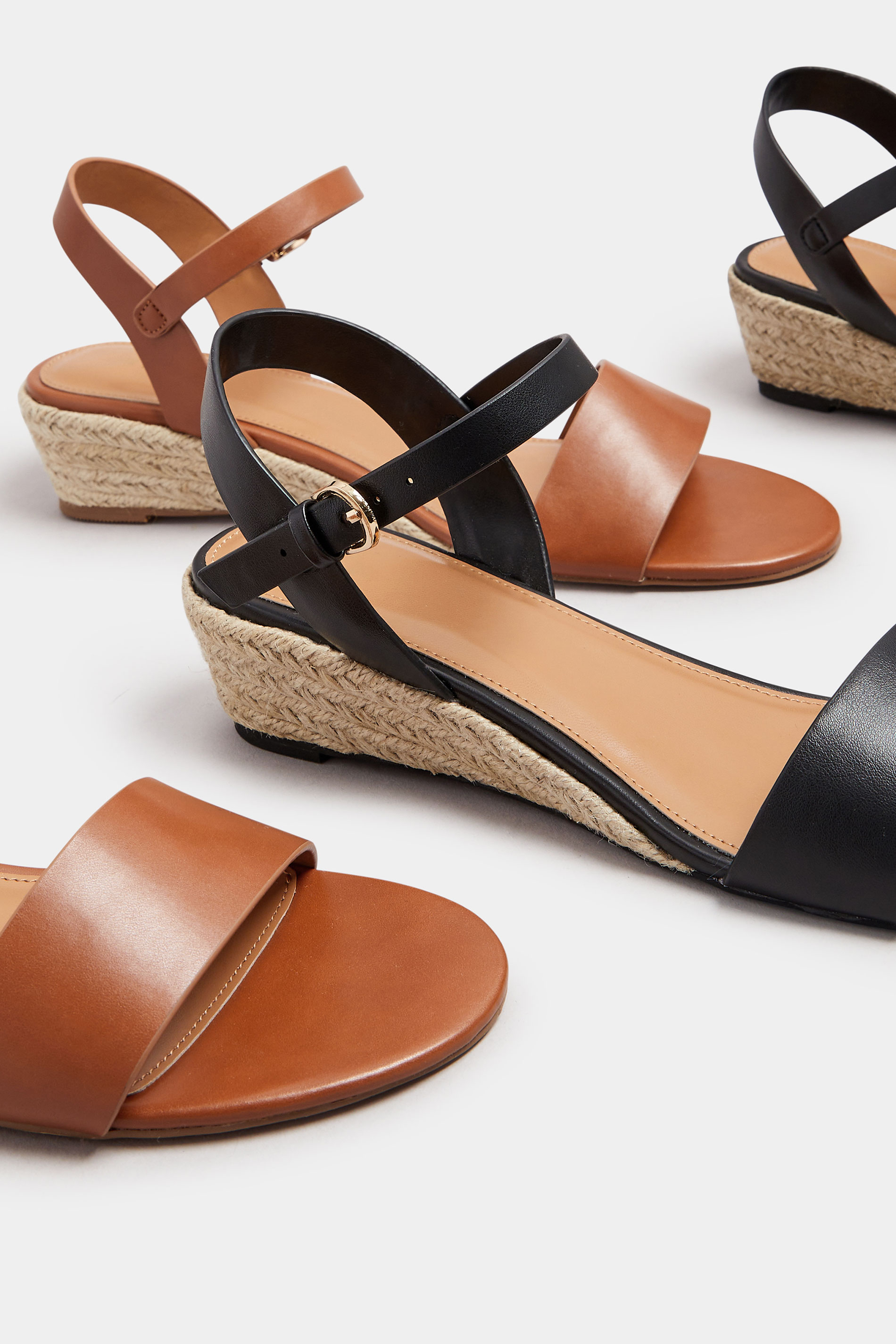 LTS Black Rope Wedge Sandals In Standard Fit | Long Tall Sally 6