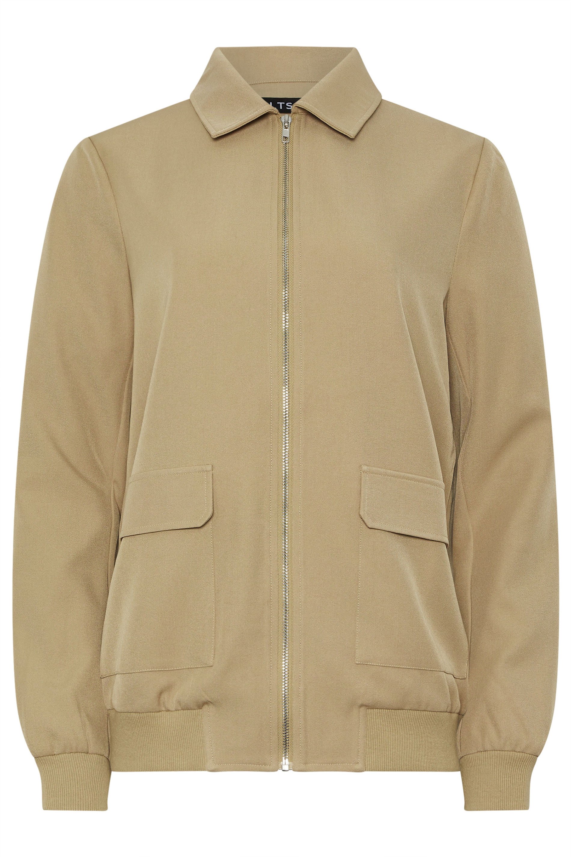 LTS Tall Stone Brown Pocket Bomber Jacket | Long Tall Sally 6