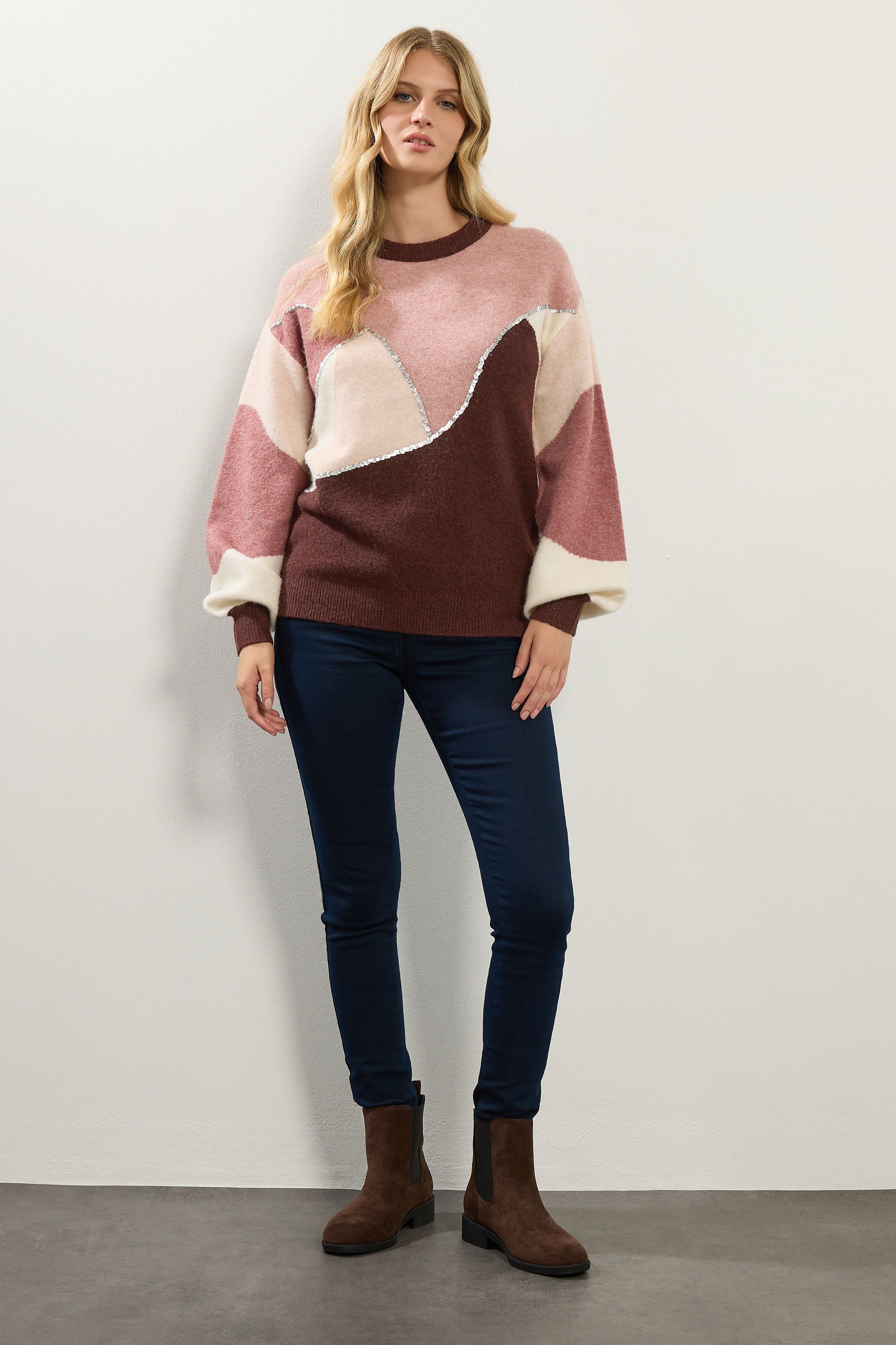 LTS Tall Pink Contrast Sequin Jumper | Long Tall Sally 3