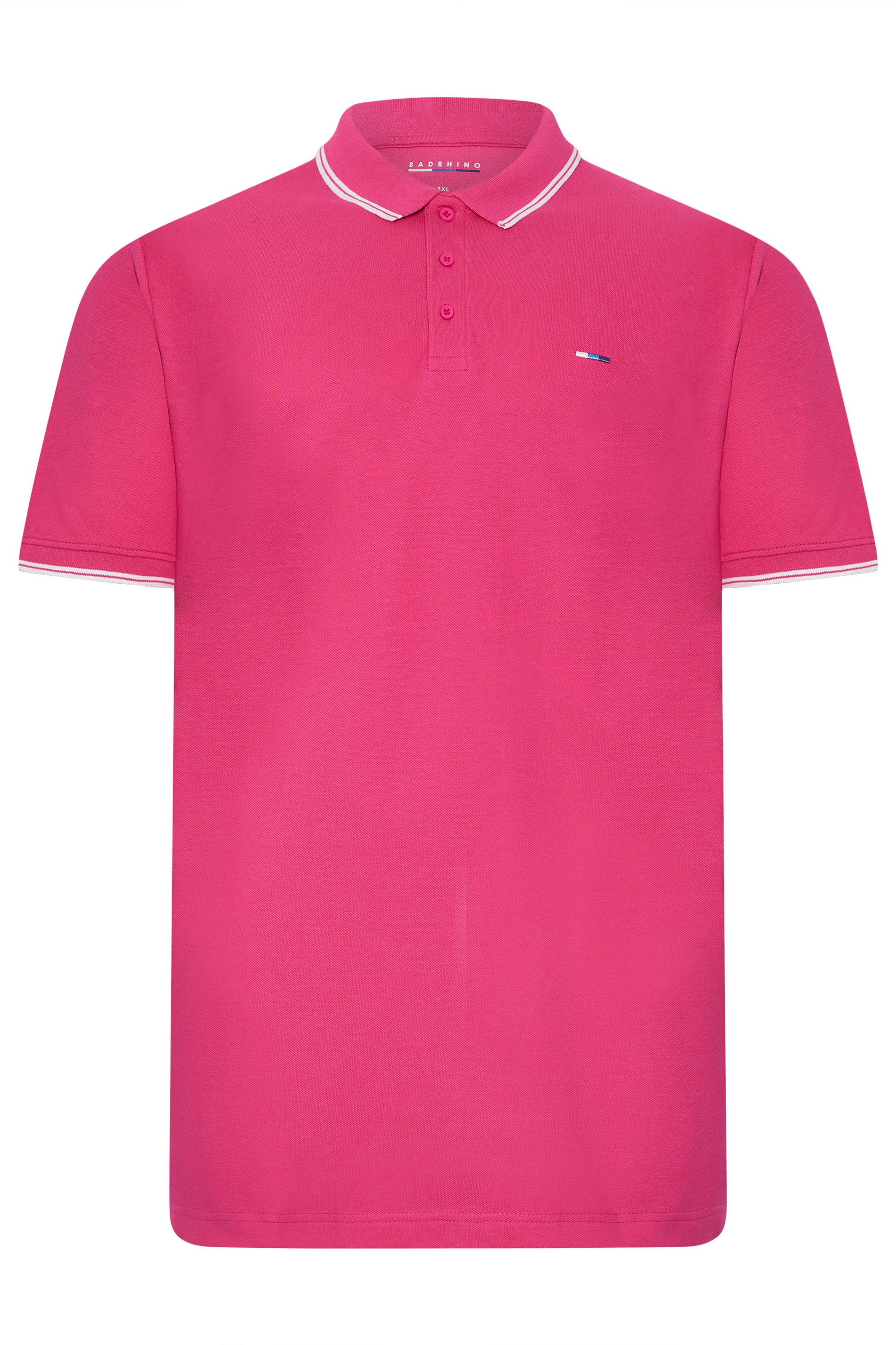 BadRhino Big & Tall 3 Pack Pink & Orange Tipped Polo Shirts | BadRhino 8