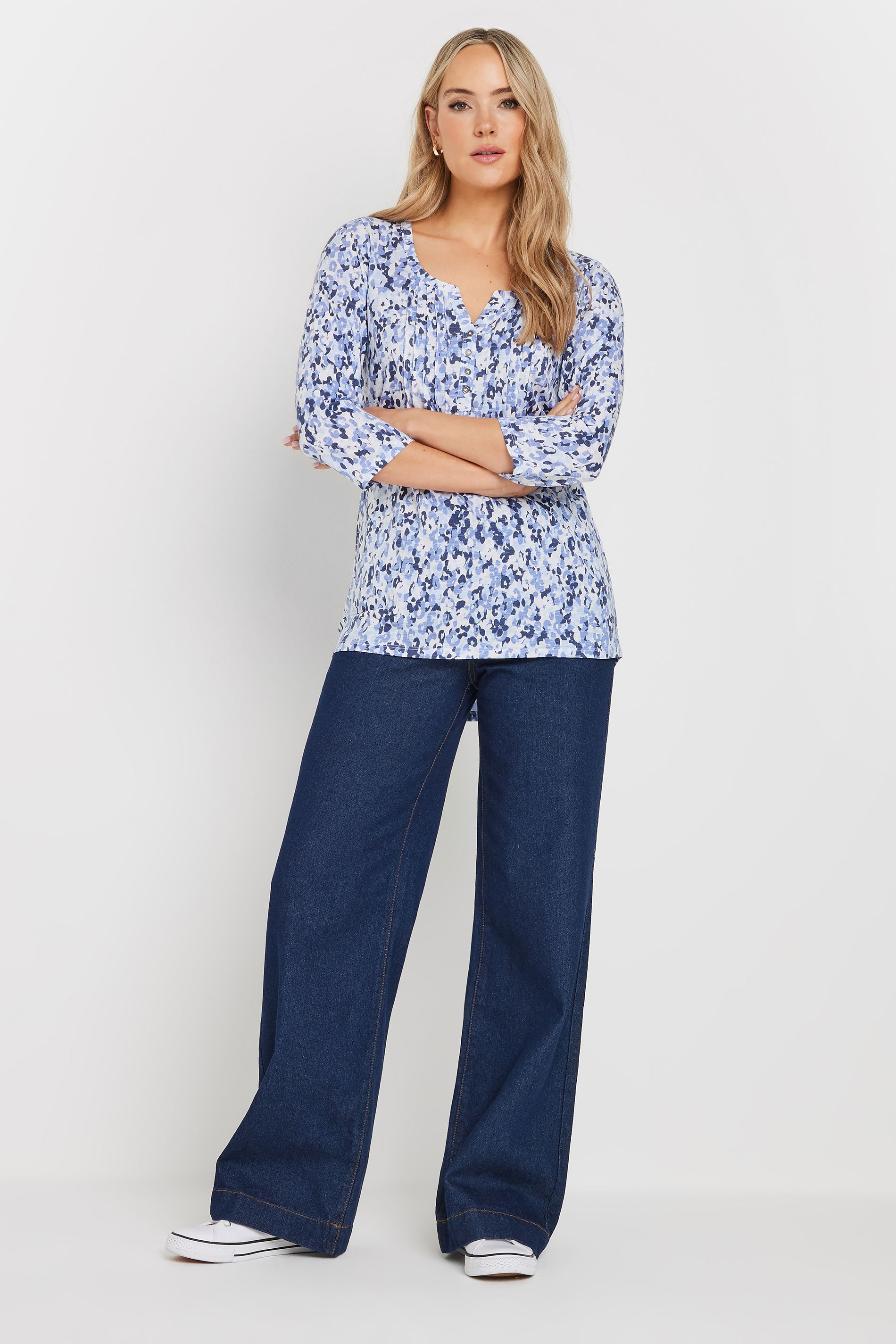 LTS Tall 2 PACK Beige Brown & Blue Henley Tops | Long Tall Sally 3