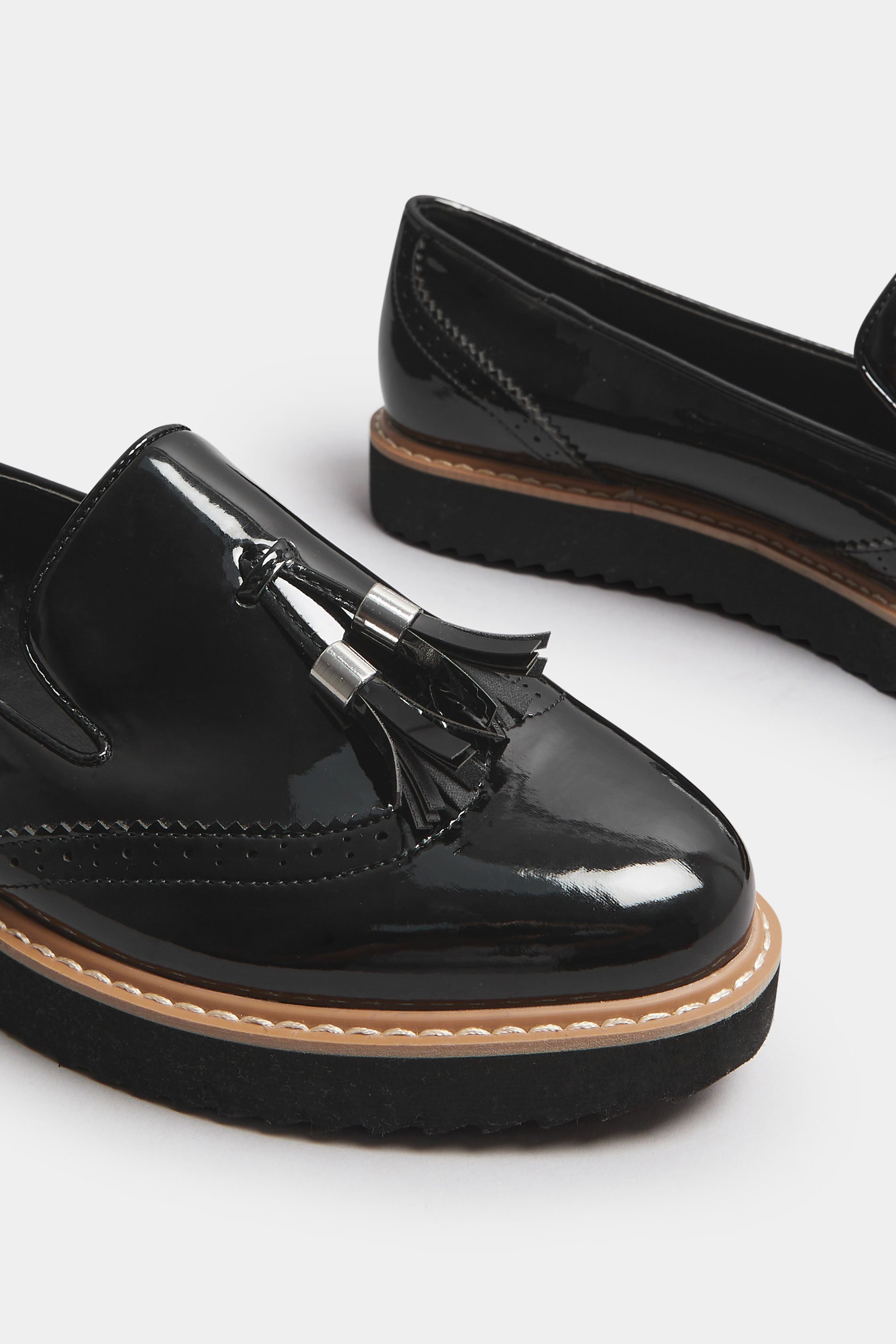 LTS Black Patent Tassel Slip-On Loafers In Standard Fit | Long Tall Sally 5