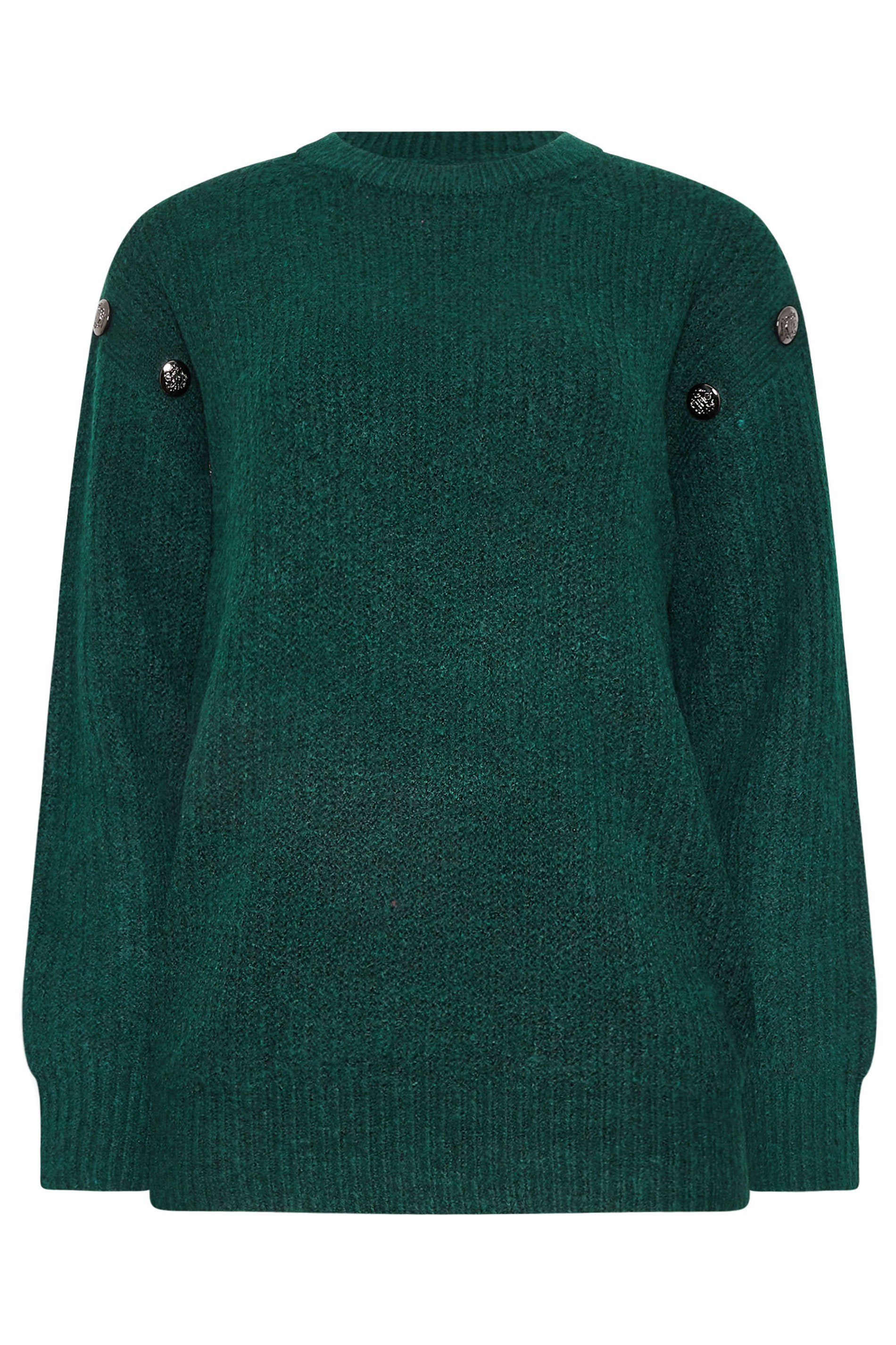 LTS Tall Dark Green Knitted Button Jumper | Long Tall Sally 5