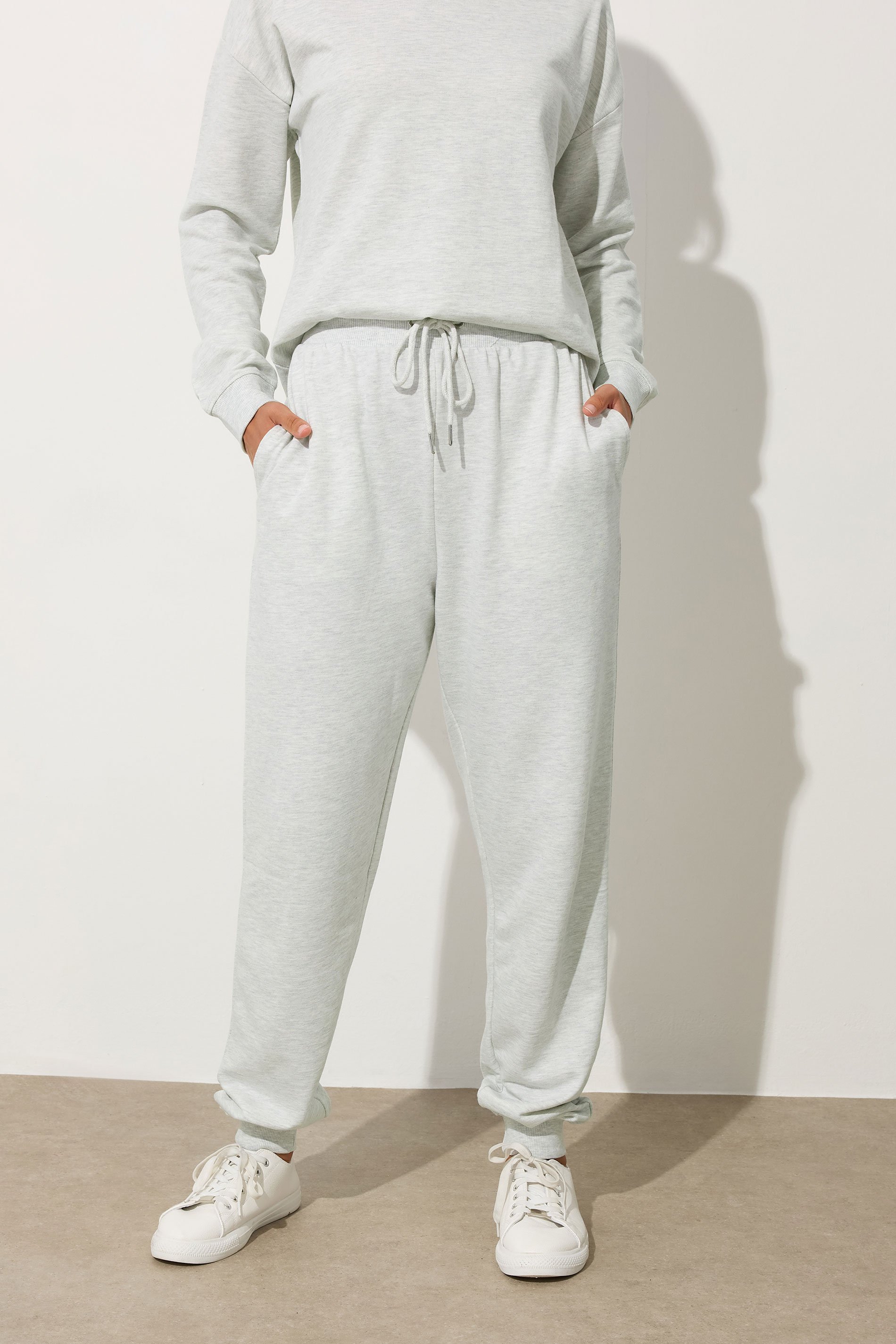 LTS Tall Light Grey Cuffed Drawstring Joggers | Long Tall Sally  2