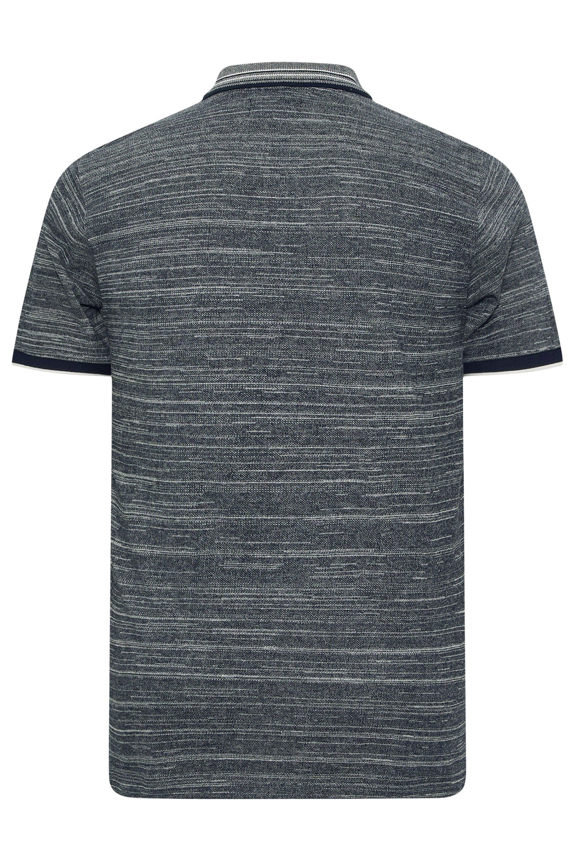 BadRhino Big & Tall Navy Blue Jacquard Polo Shirt | BadRhino 7