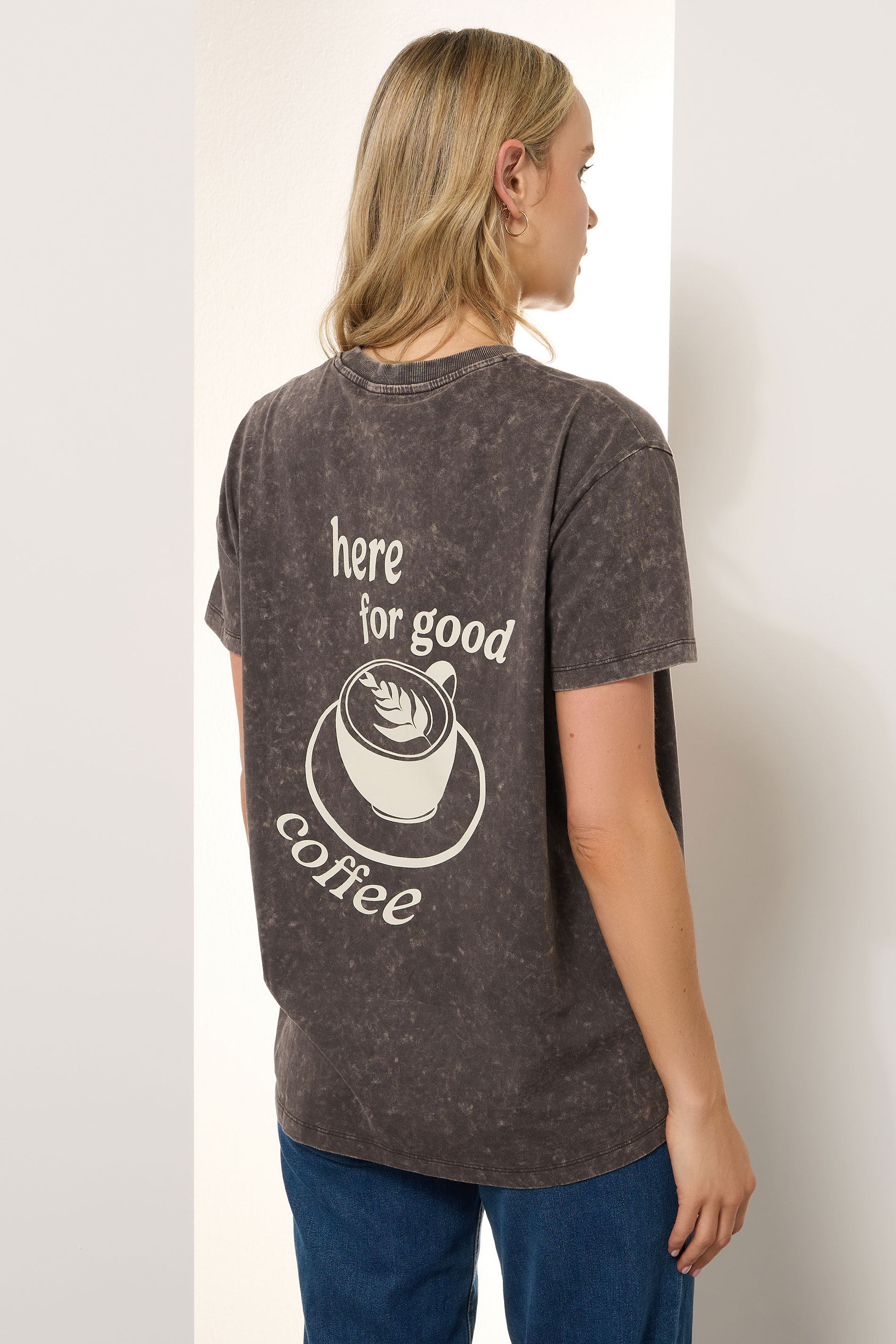 LTS Tall Brown Washed Coffee Graphic T-Shirt | Long Tall Sally 4