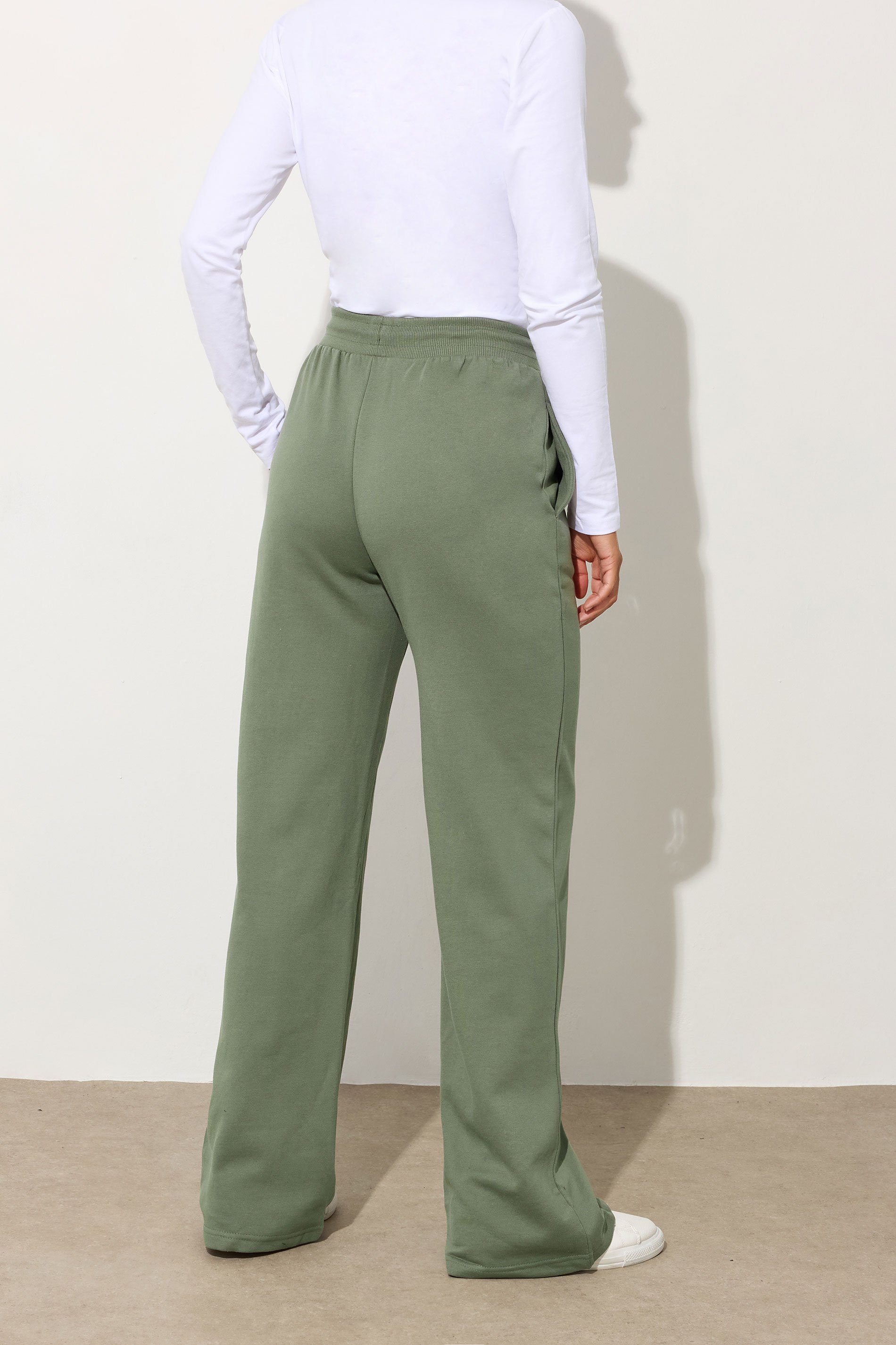 LTS Tall Khaki Green Wide Leg Joggers | Long Tall Sally 4