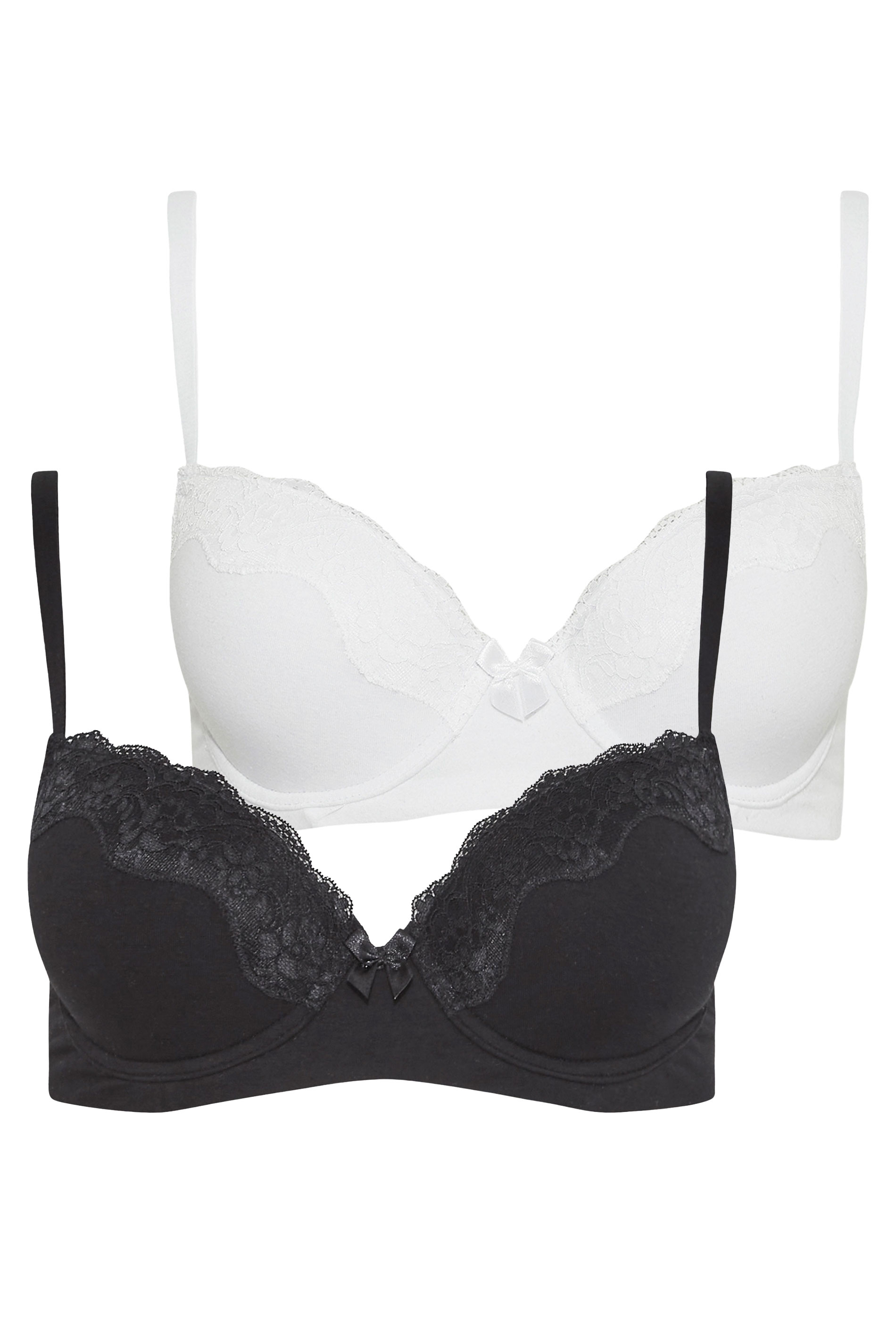 Matalan Black & White Underwired Evenly Padded Seam-Free T-Shirt Bras  2-Pack 40E