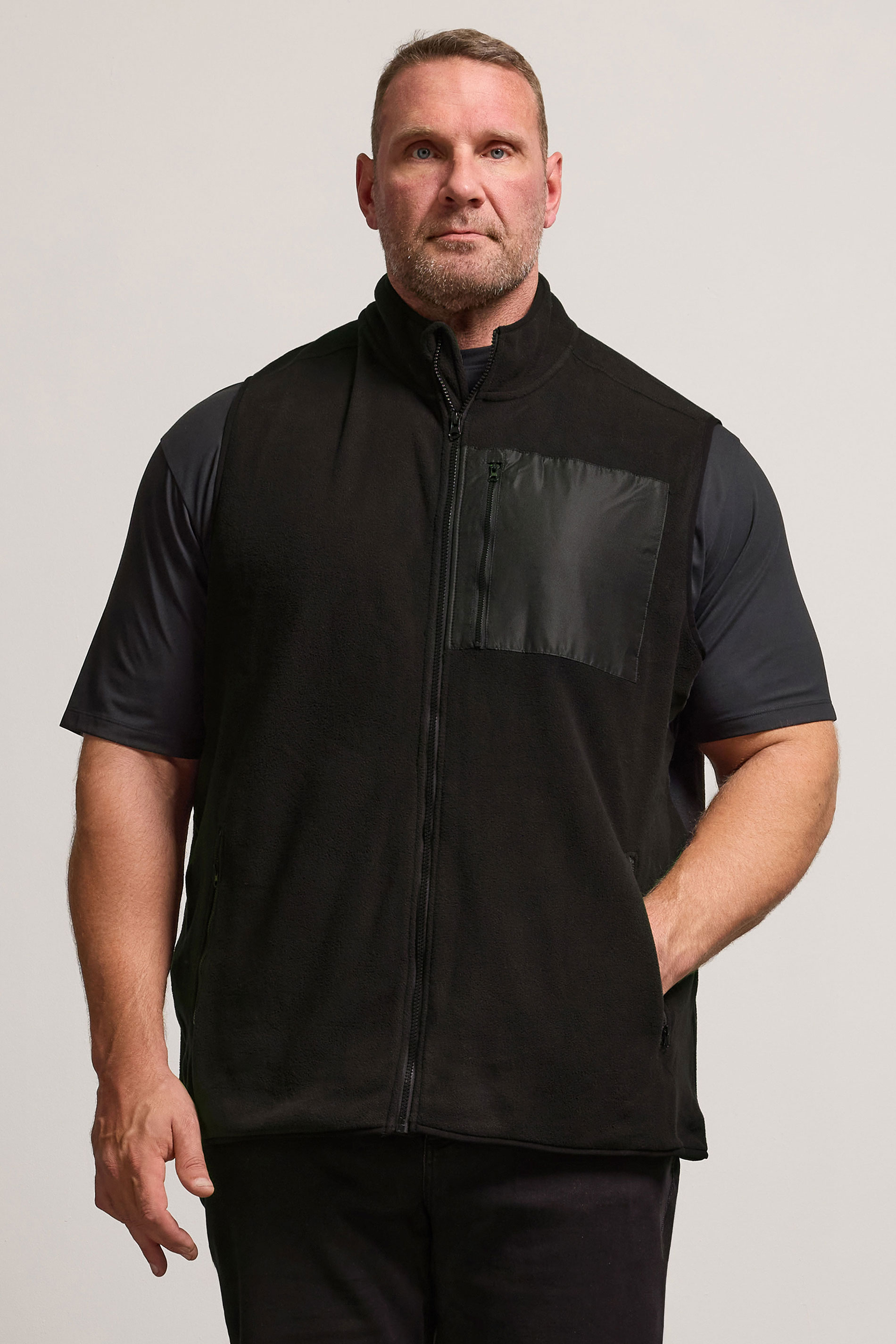 BadRhino Big & Tall Black Fleece Pocket Gilet | BadRhino 1