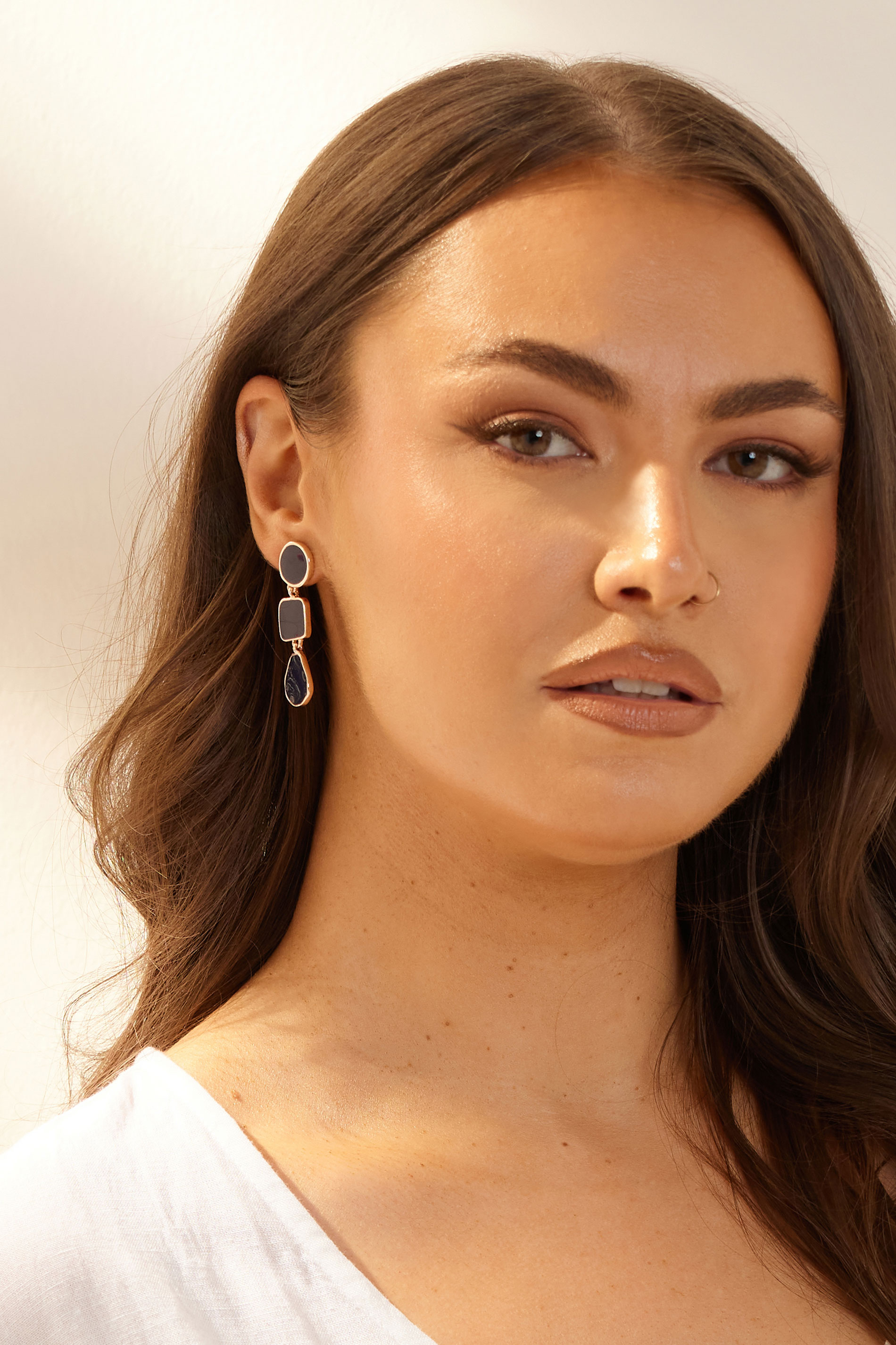 Gold Tone Sapphire Blue Drop Earrings | Yours Clothing 1