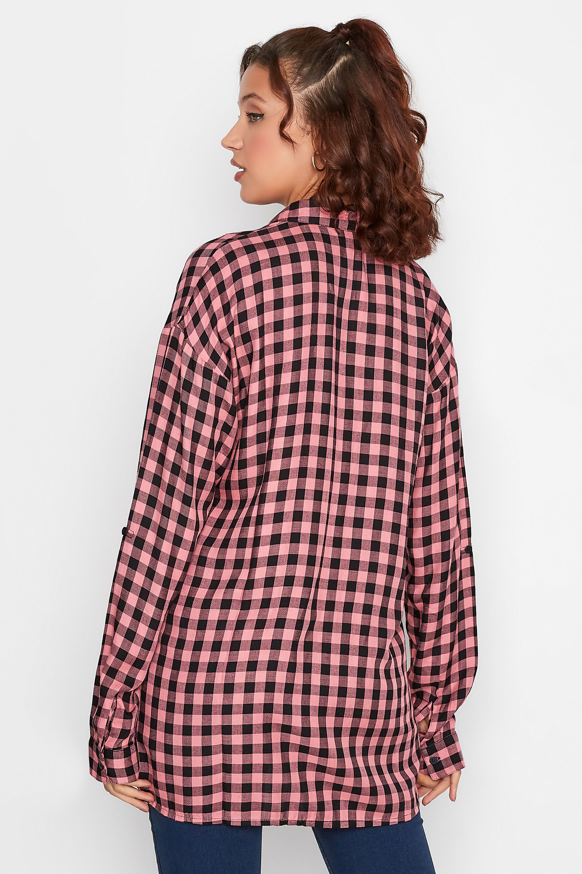 LTS Tall Women's Pink Check Oversized Shirt | Long Tall Sally 3