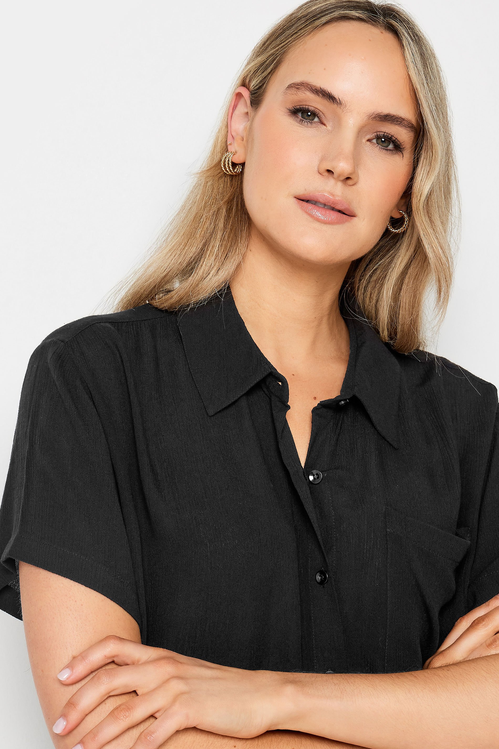 LTS Tall Womens Black Textured Shirt | Long Tall Sallly 4