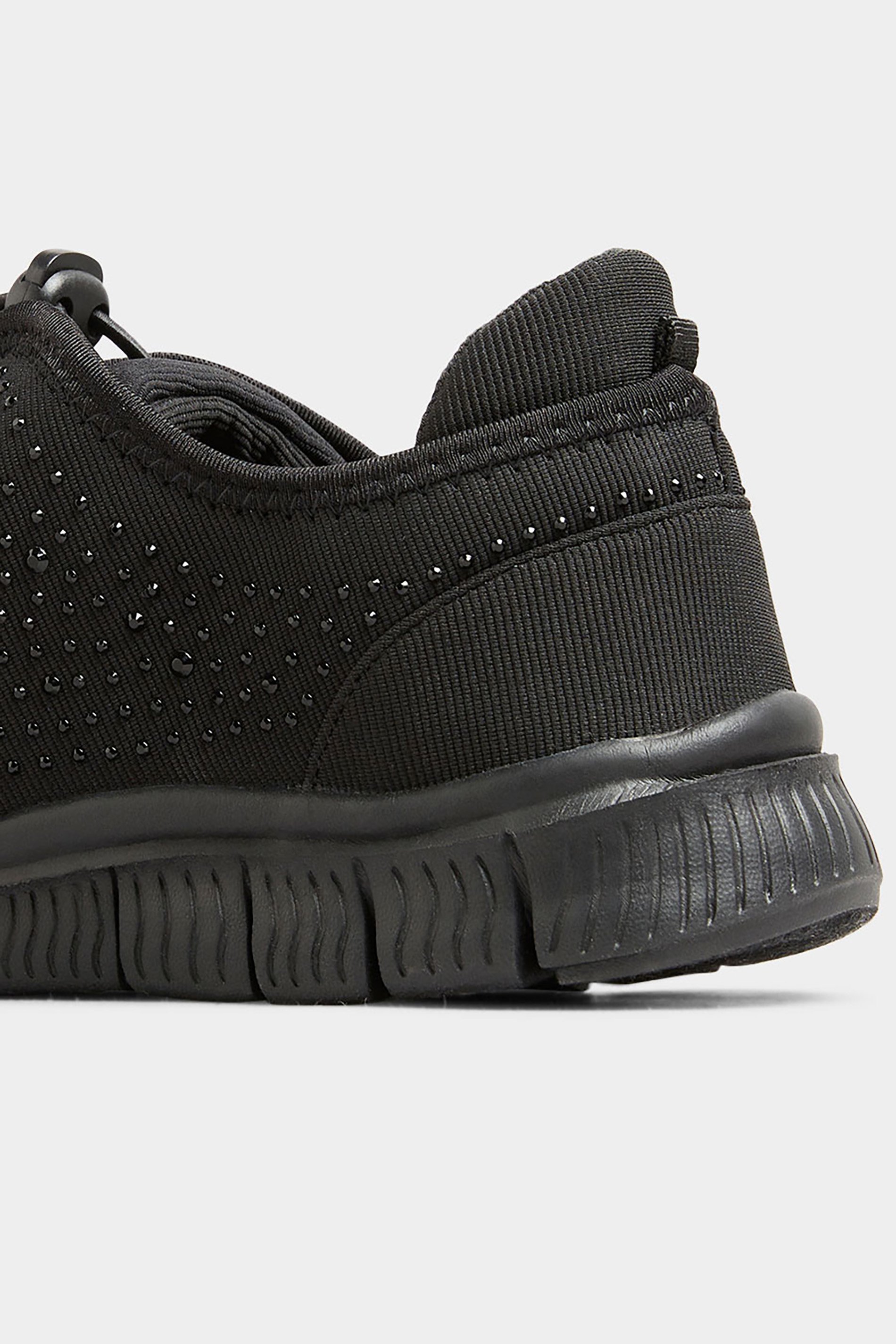 Black Embellished Drawcord Trainers In Wide E Fit & Extra Wide EEE Fit | Yours Clothing 4