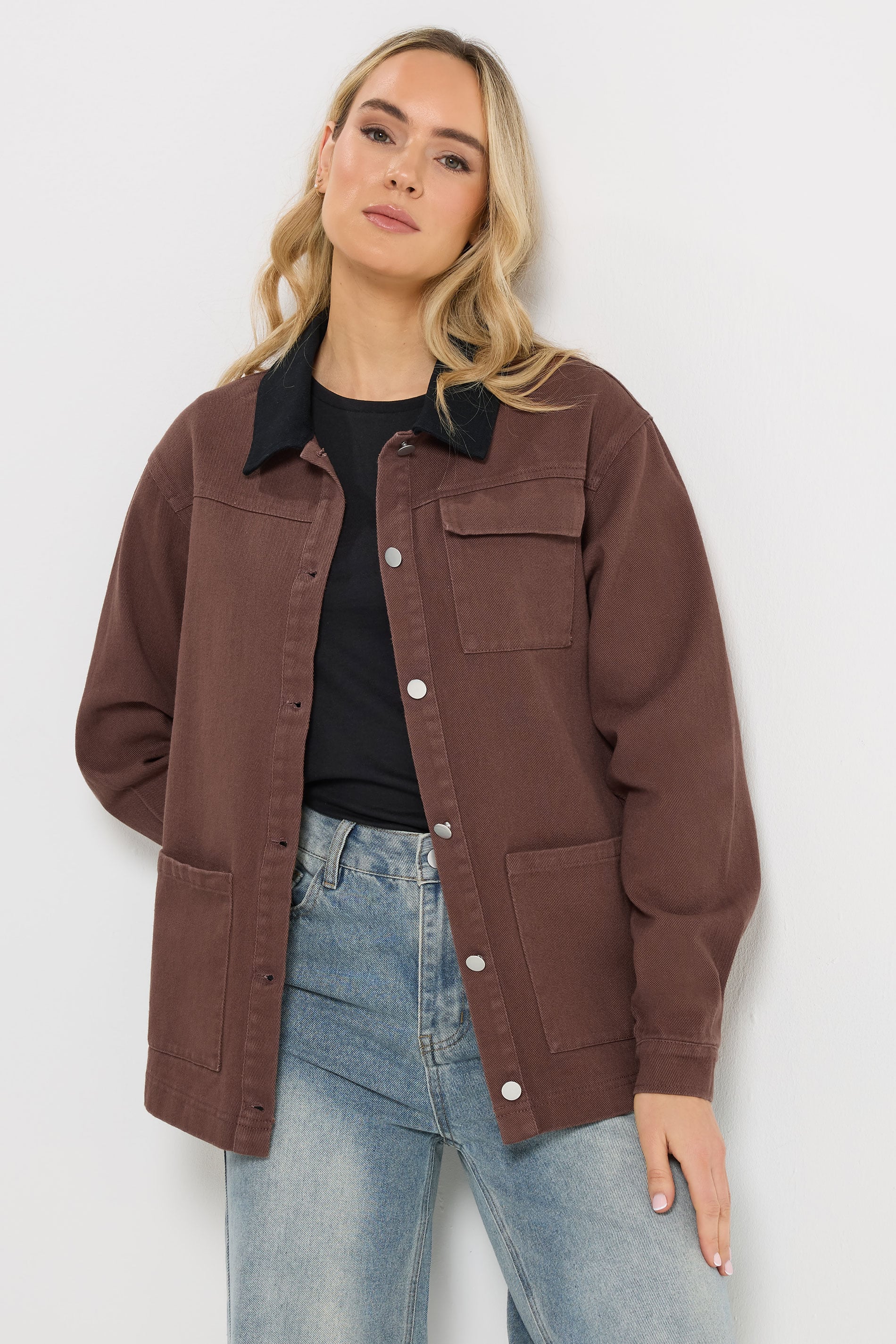 LTS Tall Women's Chocolate Brown Twill Barn Jacket | Long Tall Sally 1