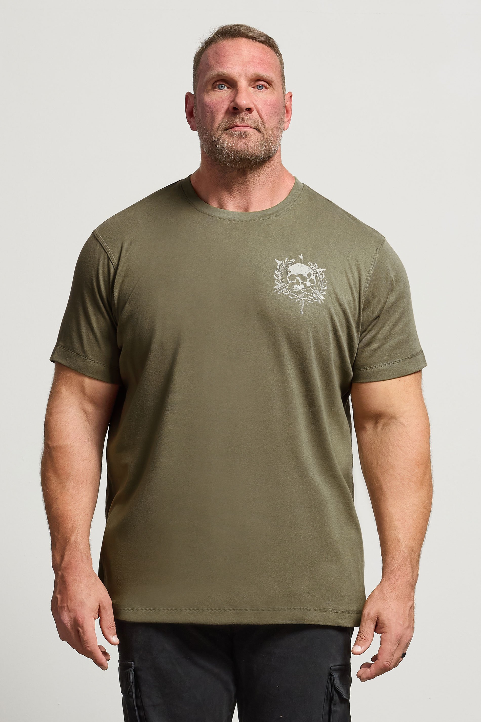BadRhino Big & Tall Olive Green Skull Emblem Graphic T-Shirt | BadRhino 3