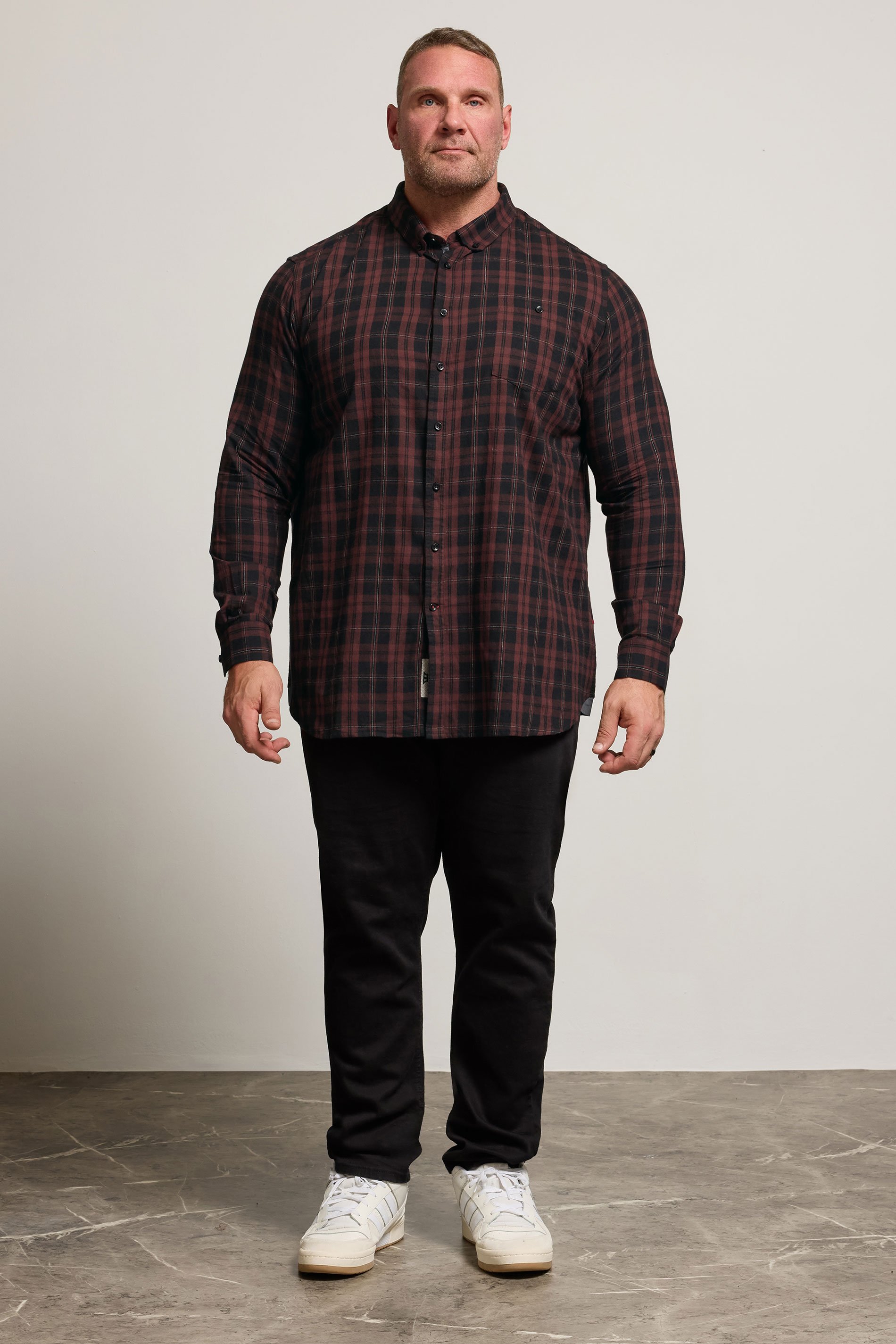 D555 Big & Tall Burgundy Red Check Shirt | BadRhino 2