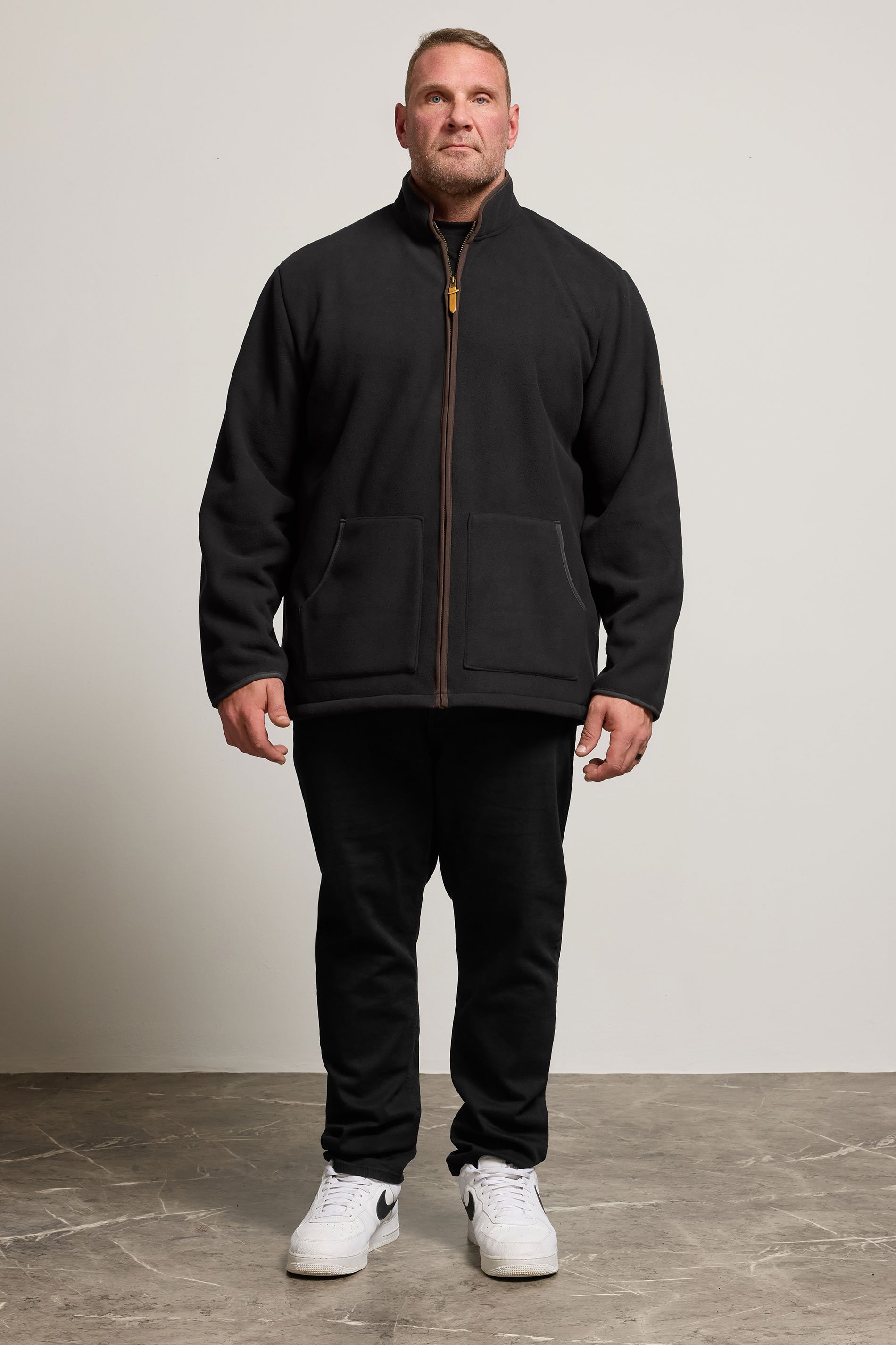 D555 Big & Tall Black Zip Through Fleece Jacket | BadRhino 2