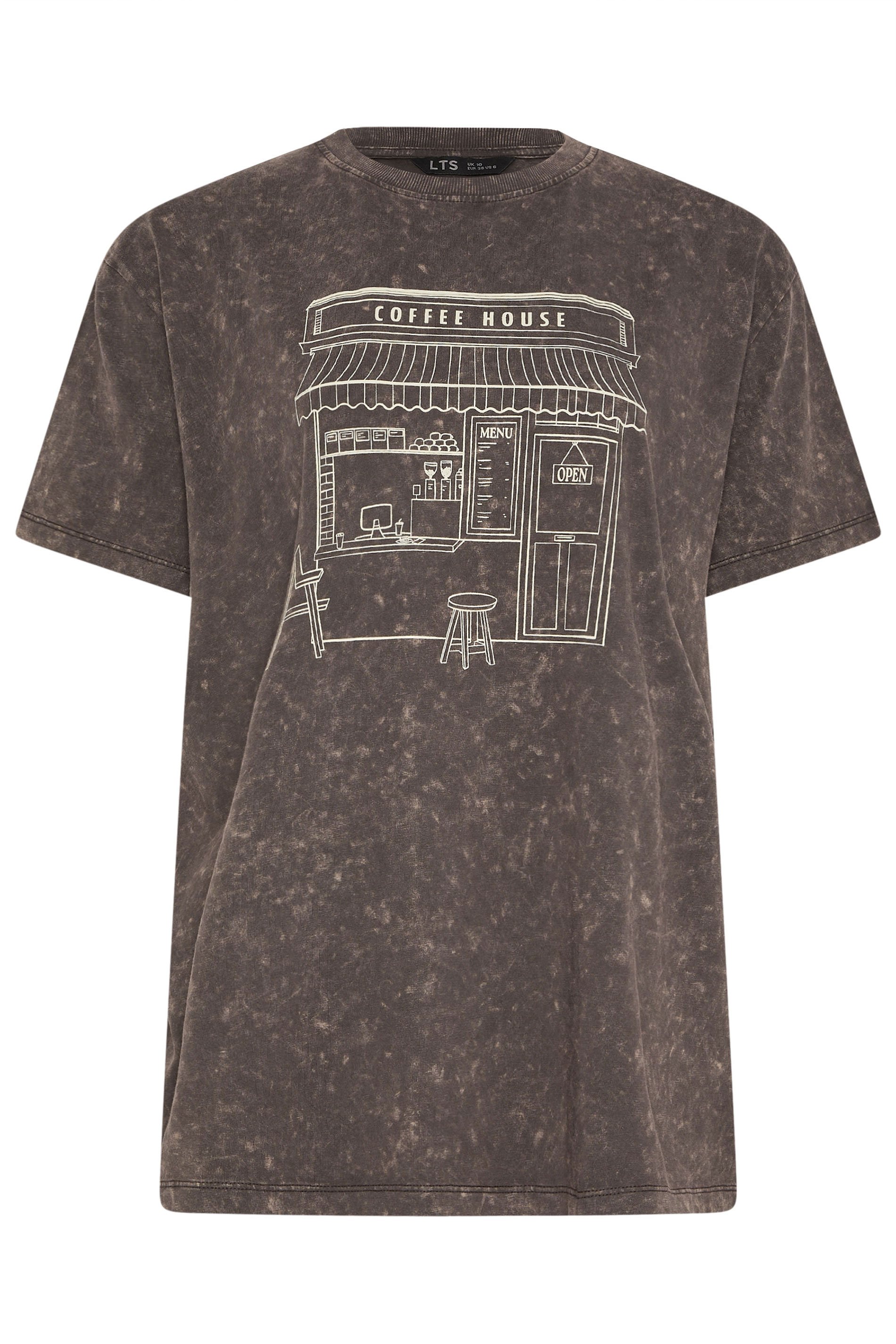 LTS Tall Brown Washed Coffee Graphic T-Shirt | Long Tall Sally 7