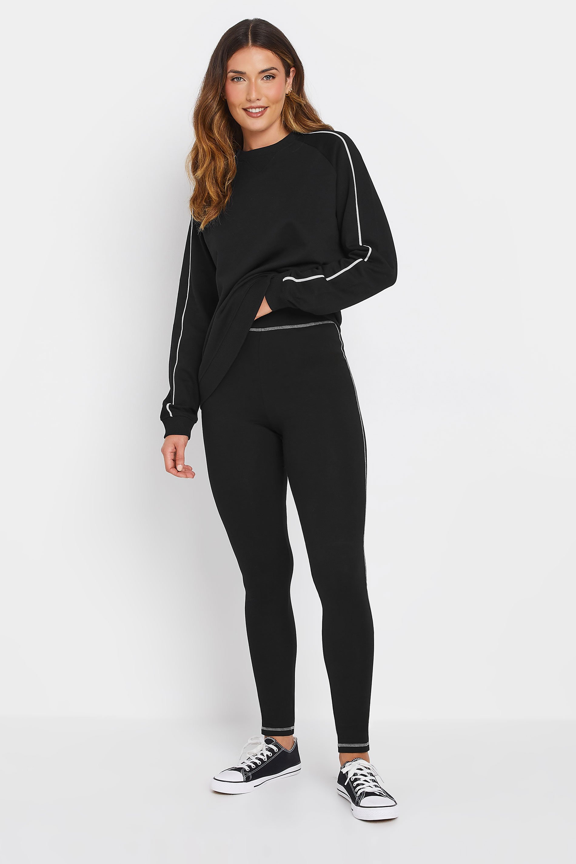 LTS Tall 2 PACK Black & Grey Contrast Stitch Leggings | Long Tall Sally 3