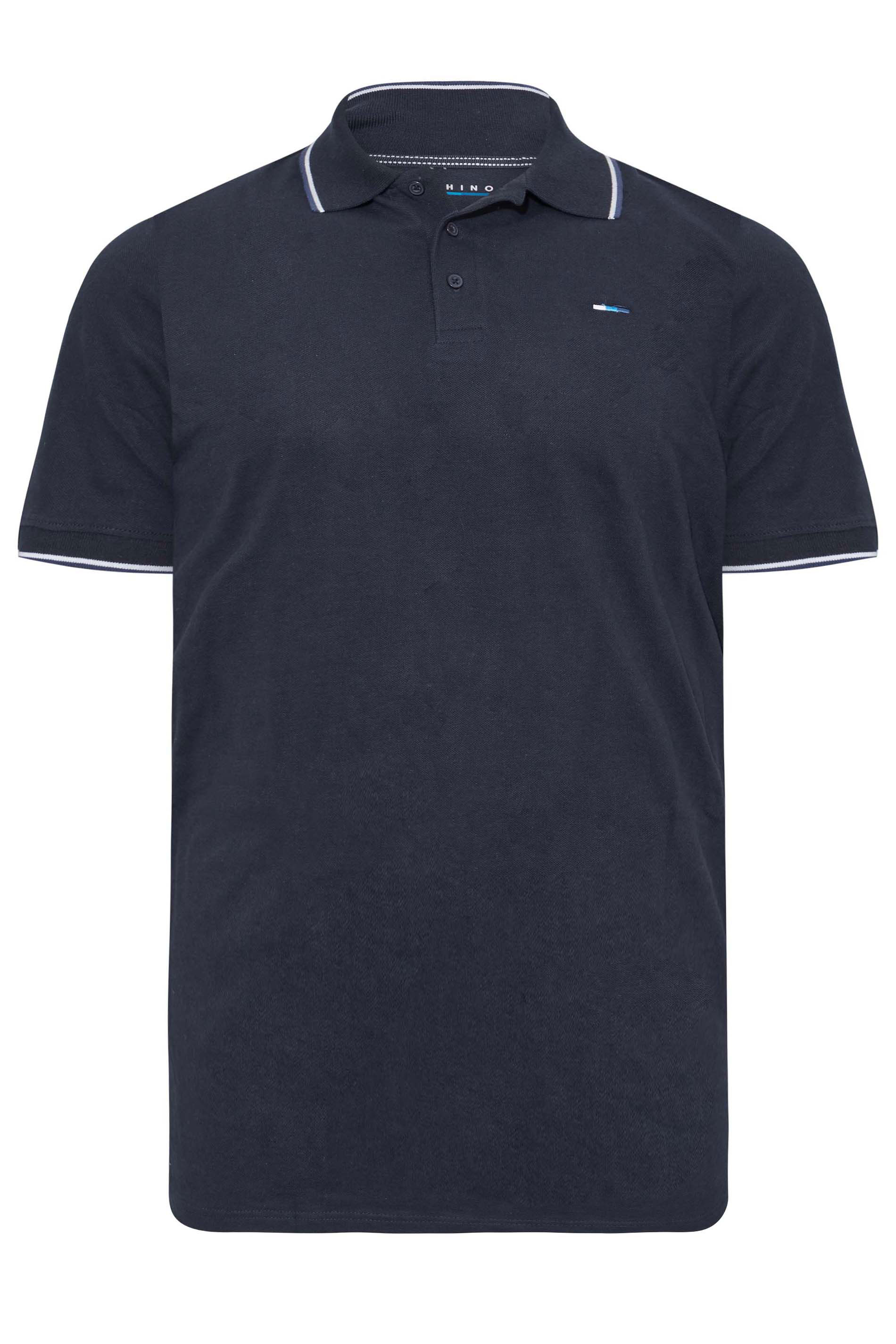 BadRhino Navy Blue 3 Pack Essential Tipped Polo Shirts | BadRhino 3