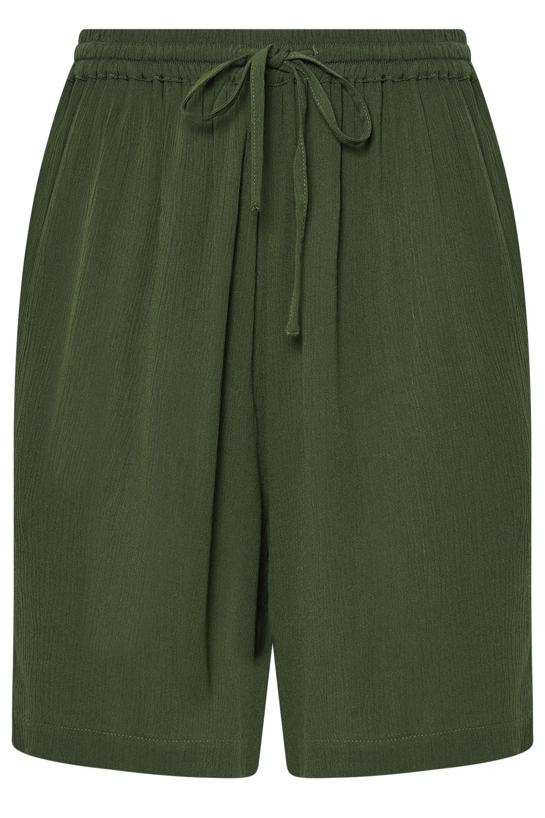 LTS Tall Khaki Green Cotton Crinkle Shorts | Long Tall Sally 6