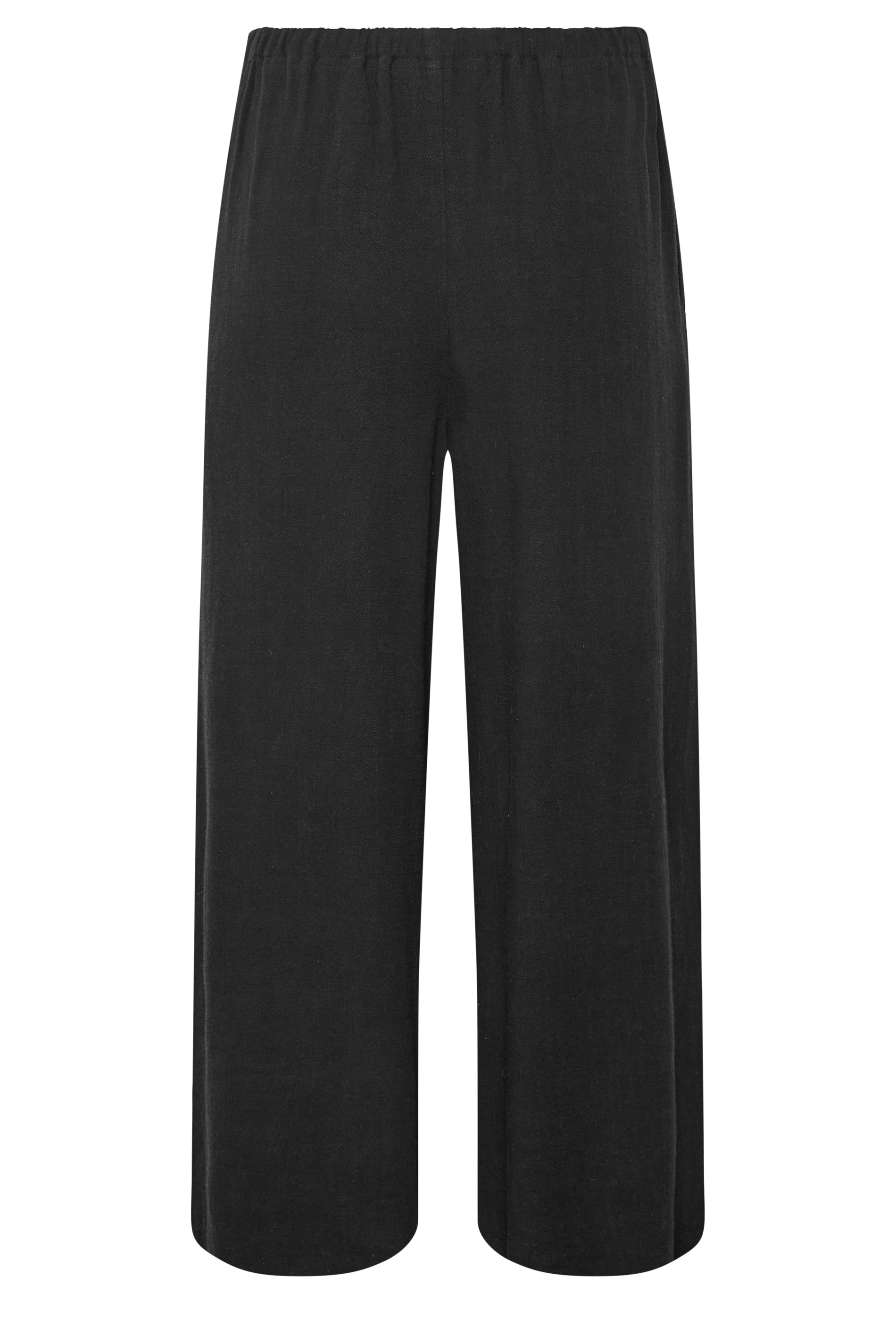 LTS Tall Black Wide Leg Cropped Linen Trousers 8