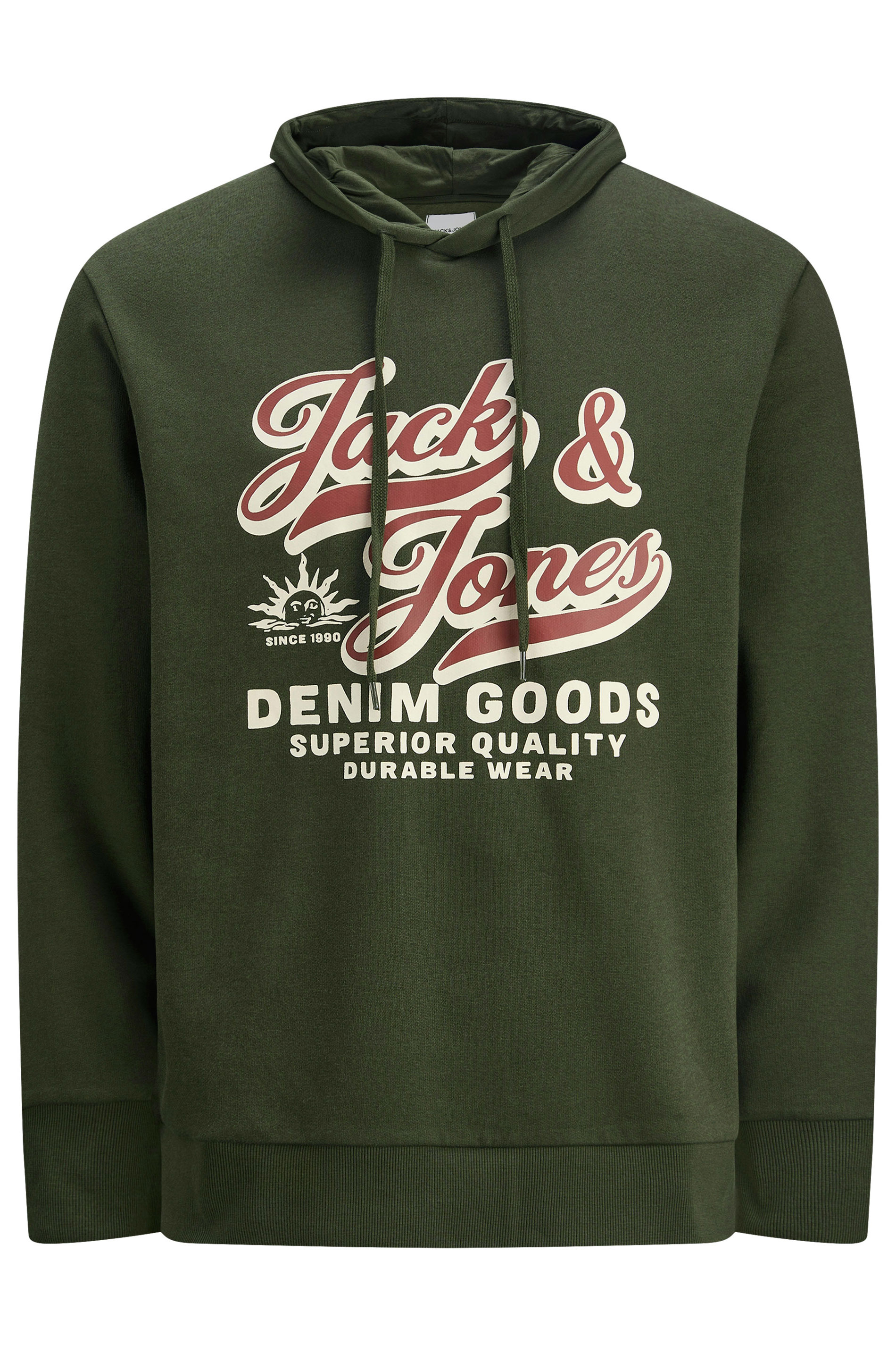 Jack & Jones Big & Tall Duffel Green Superior Hoodie | BadRhino 3