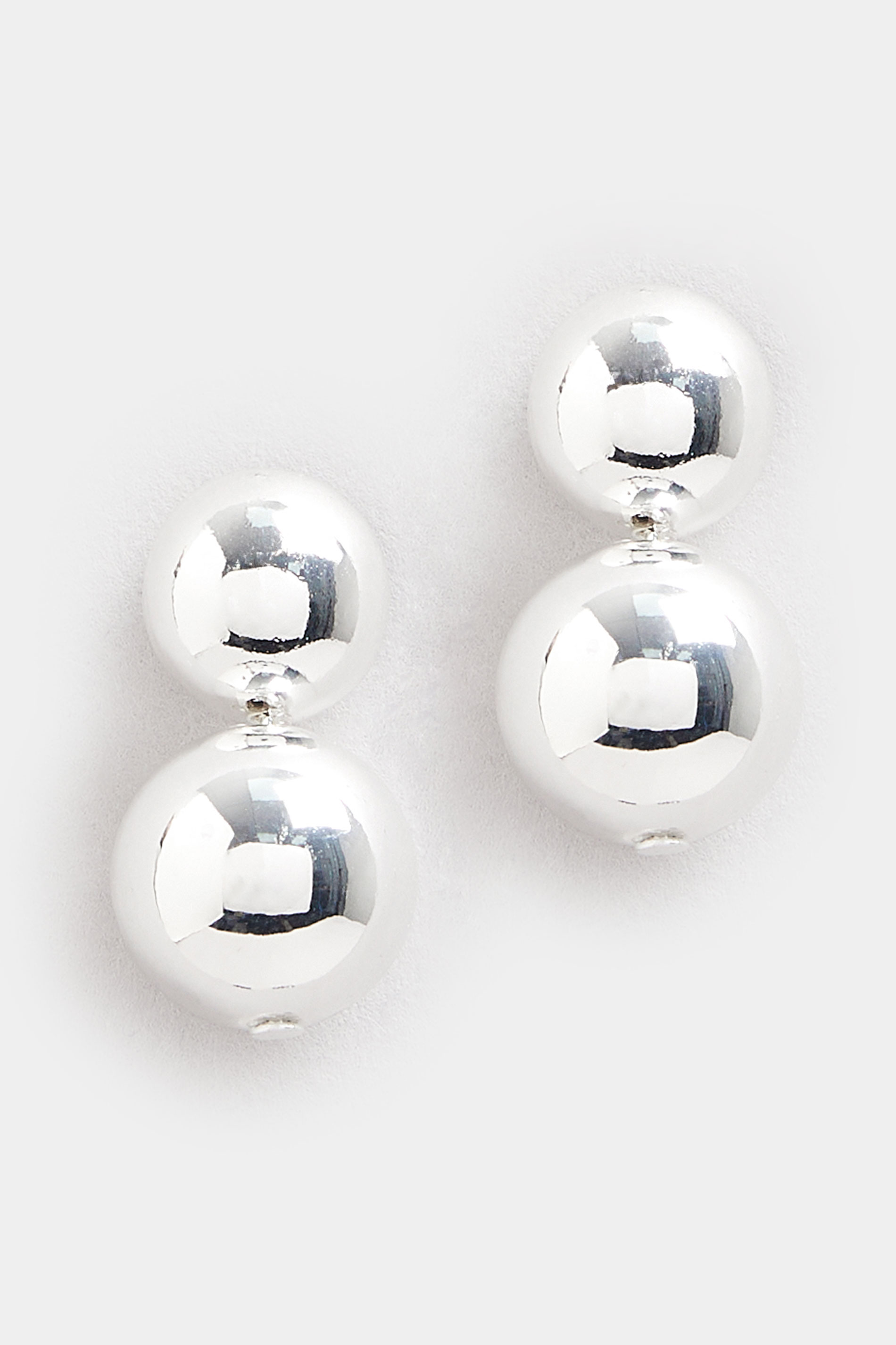 Silver Tone Ball Drop Stud Earrings | Yours Clothing 2