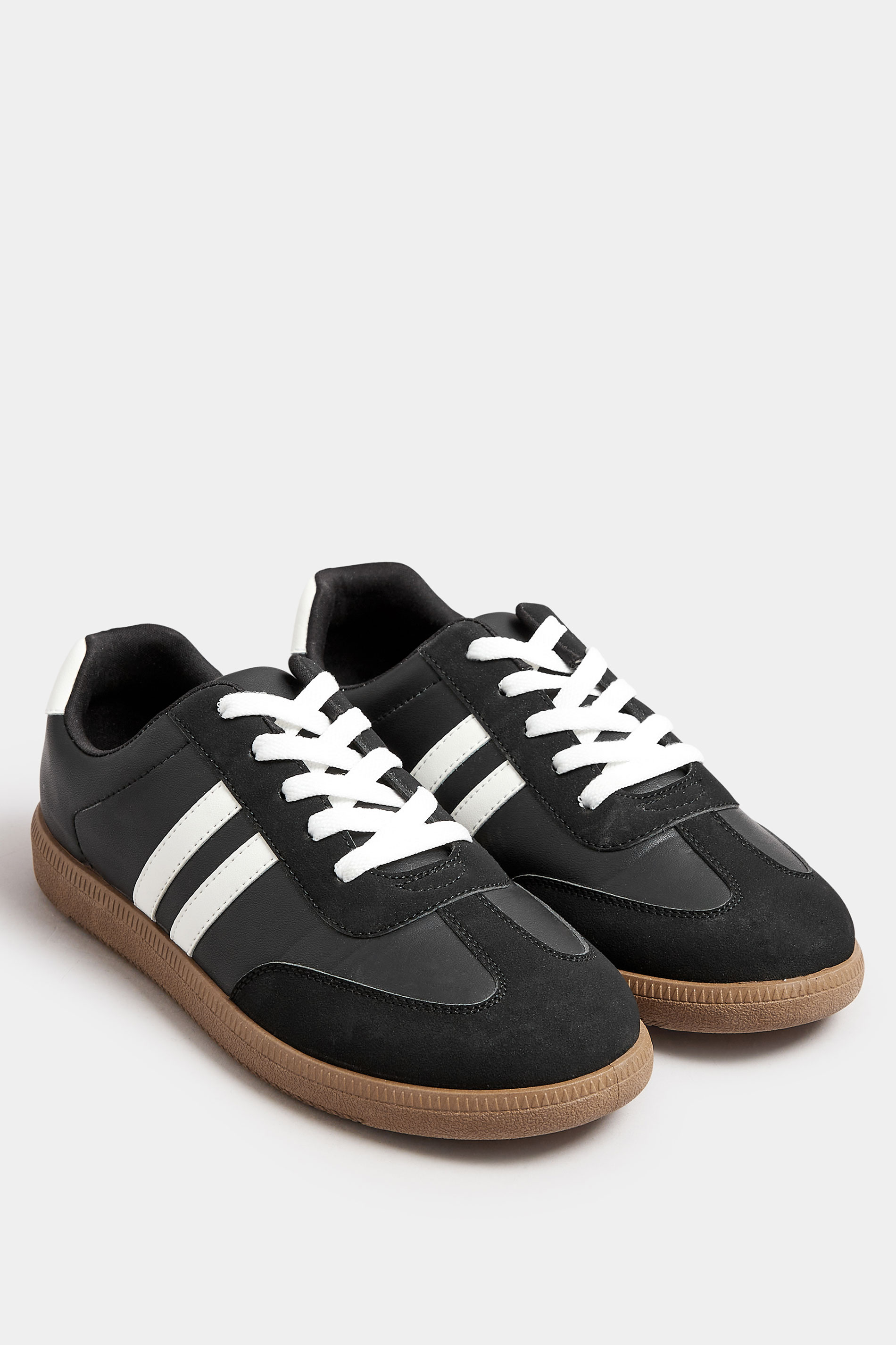 Black Retro Stripe Trainers In Extra Wide EEE Fit | Yours Clothing 2