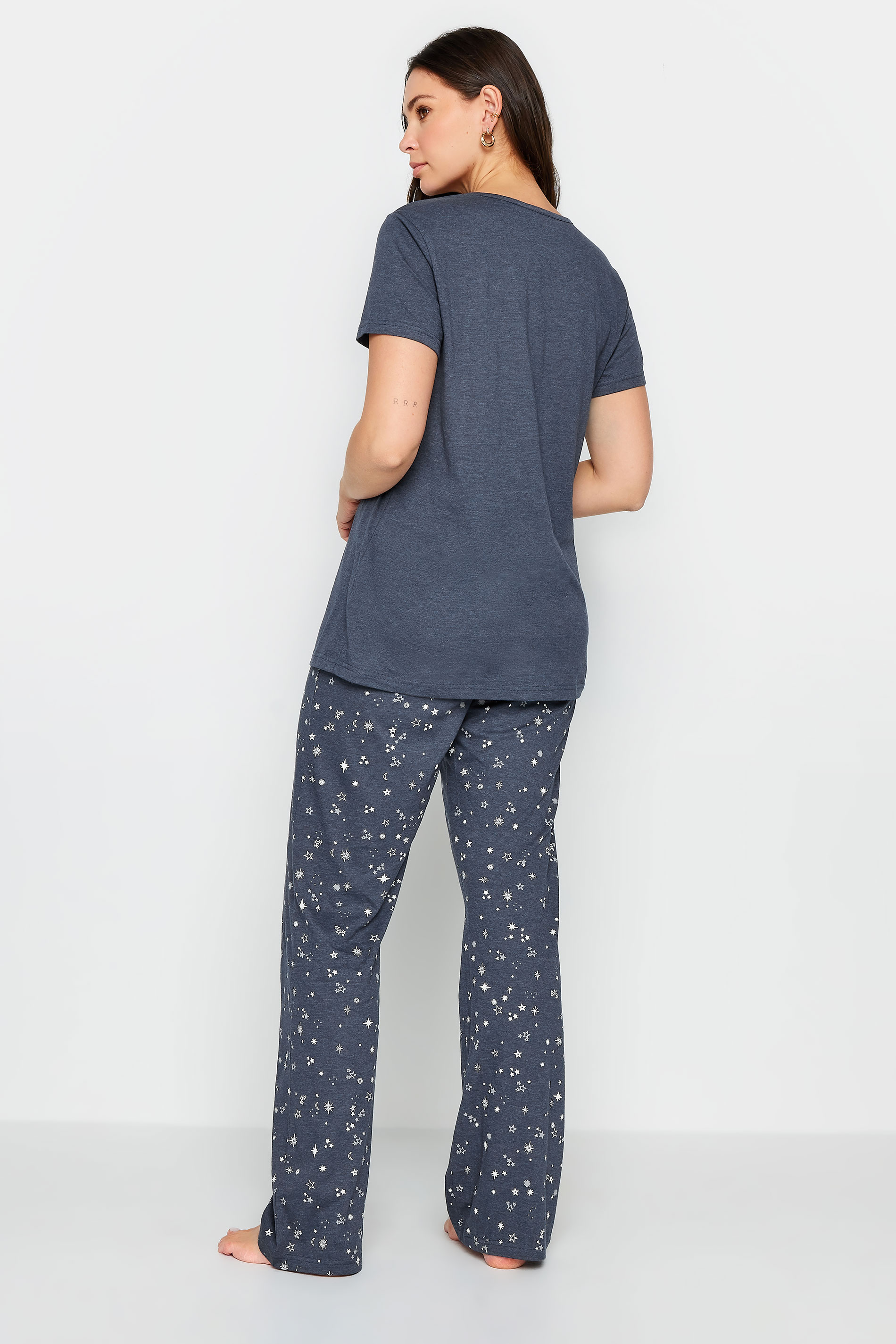 LTS Tall Womens Navy Blue Star Print Wide Leg Pyjama Set | Long Tall Sally 3